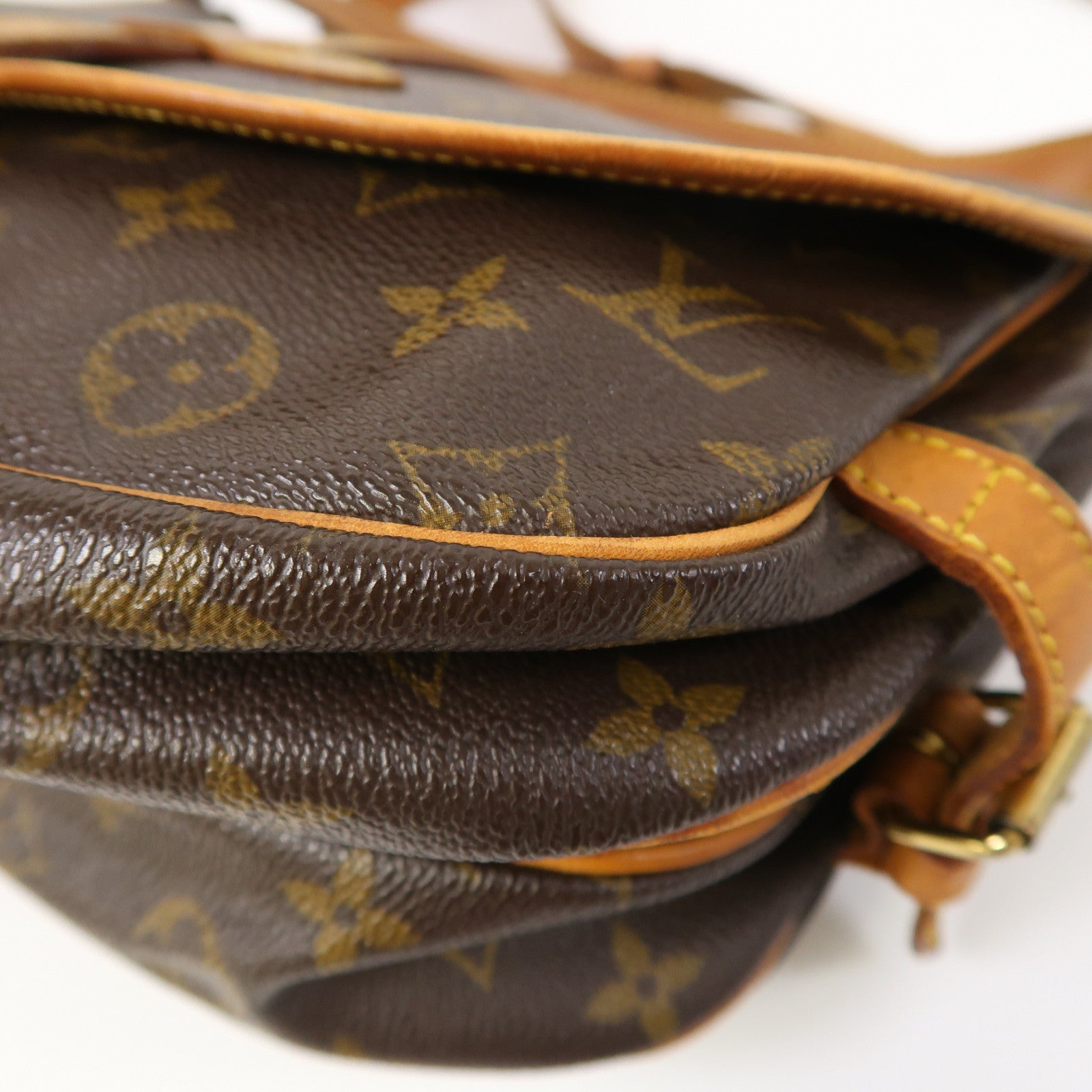 LOUIS VUITTON Monogram Saumur 30金扣肩背袋啡色