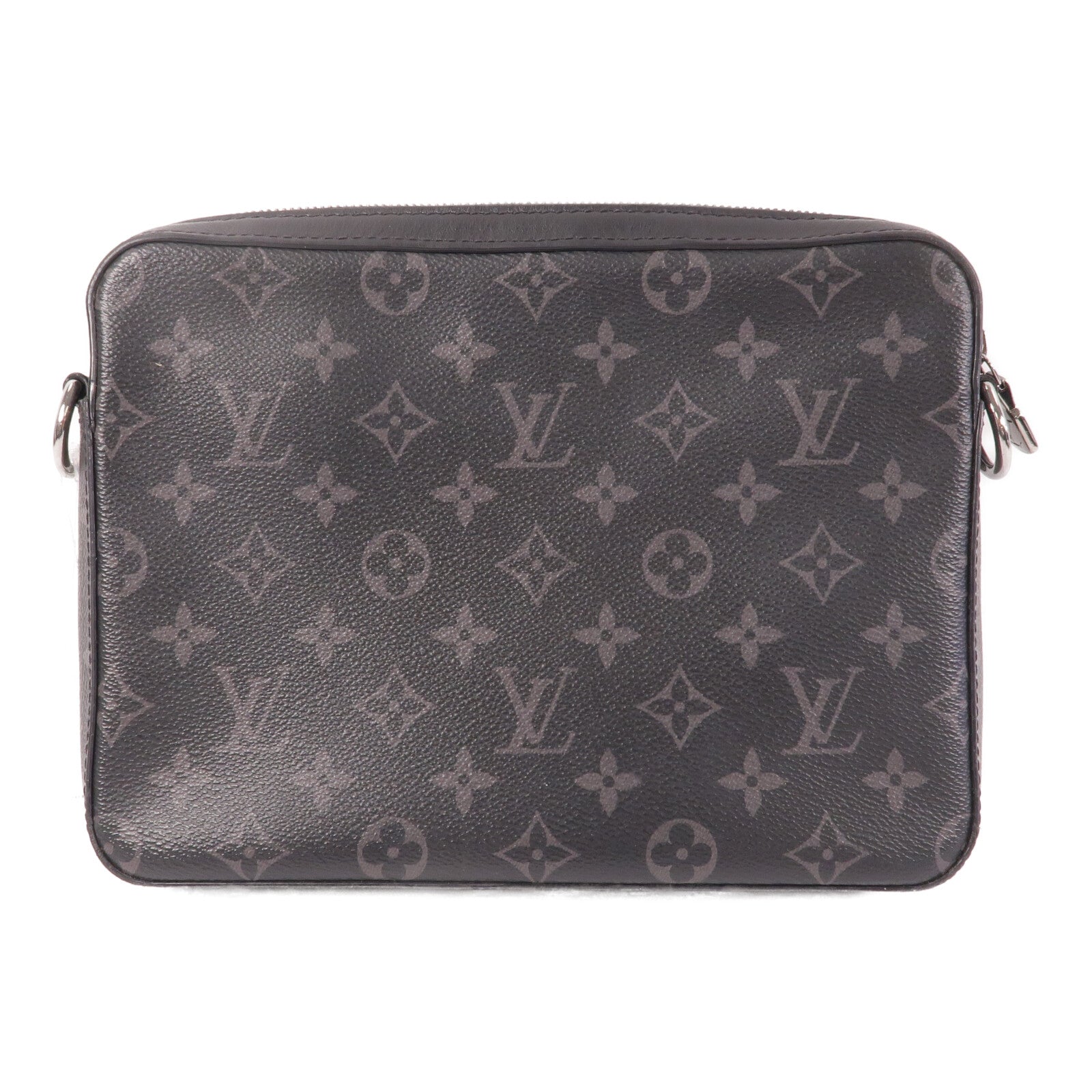LOUIS VUITTON Monogram Eclipse Reverse Trio Messenger銀扣肩背袋灰色