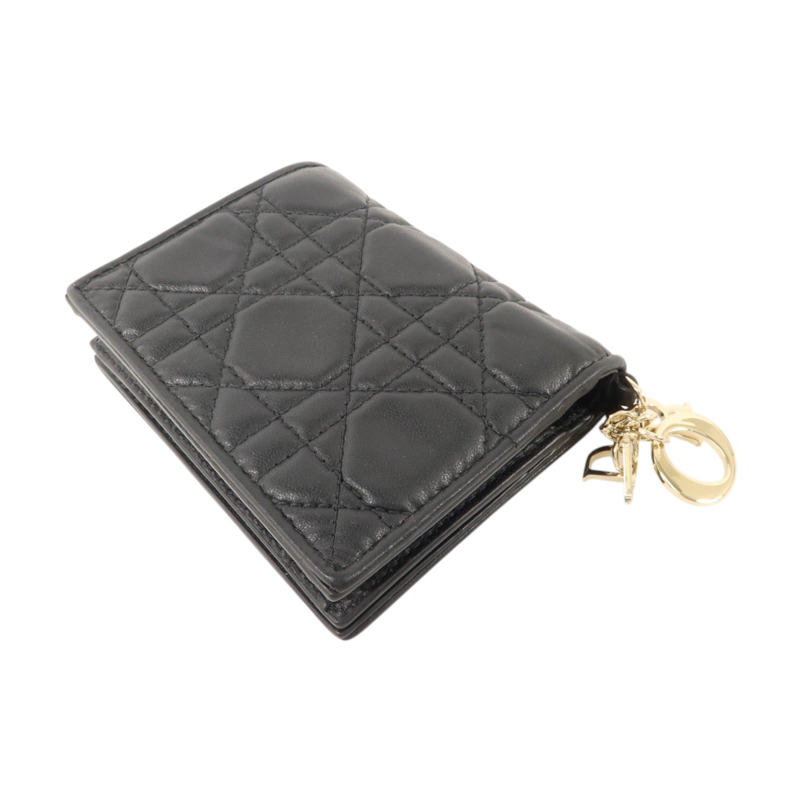 Dior 羊皮皮革Lady Dior Gardenia金扣錢包