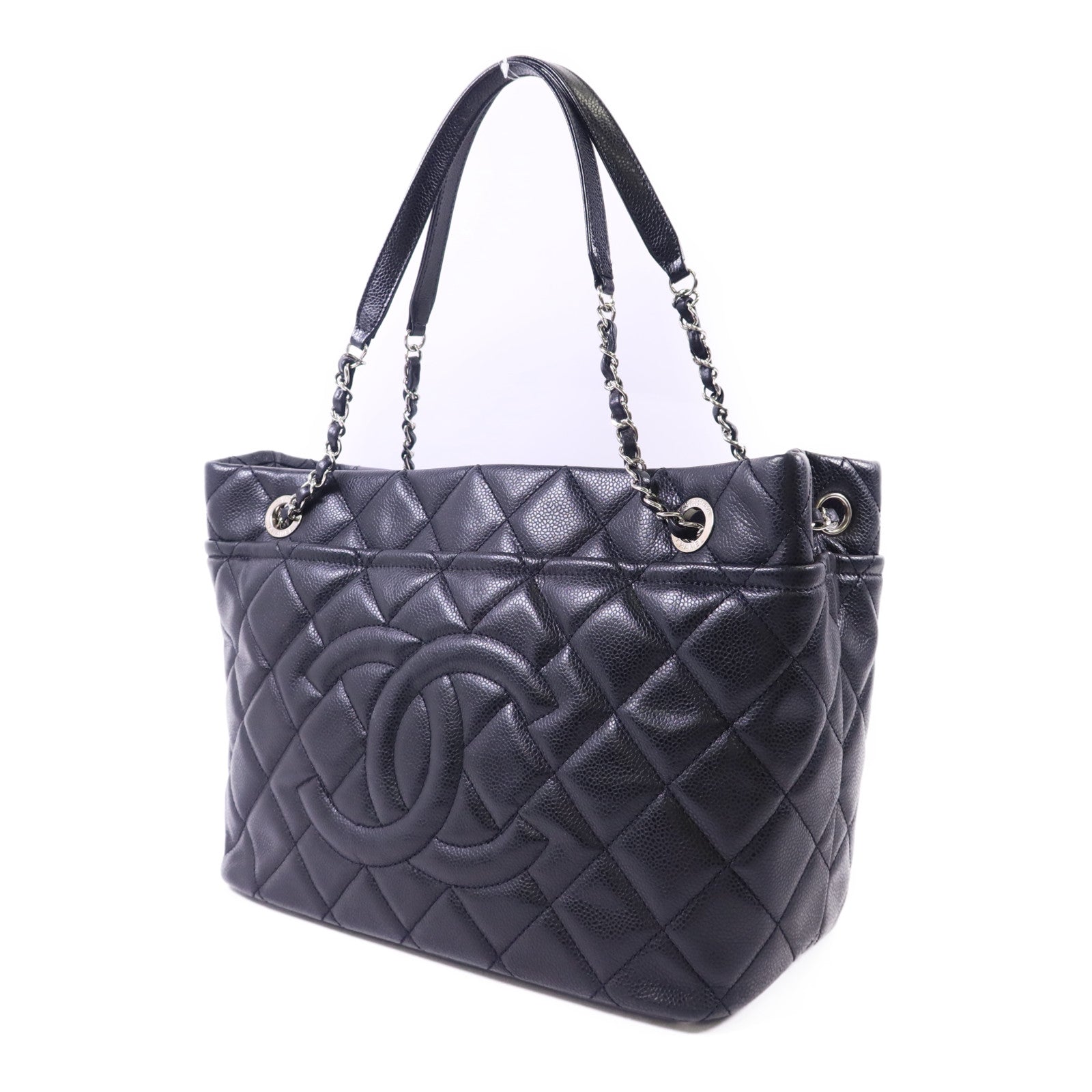 CHANEL 牛皮皮革Shoulder Bag銀扣鏈帶肩背袋