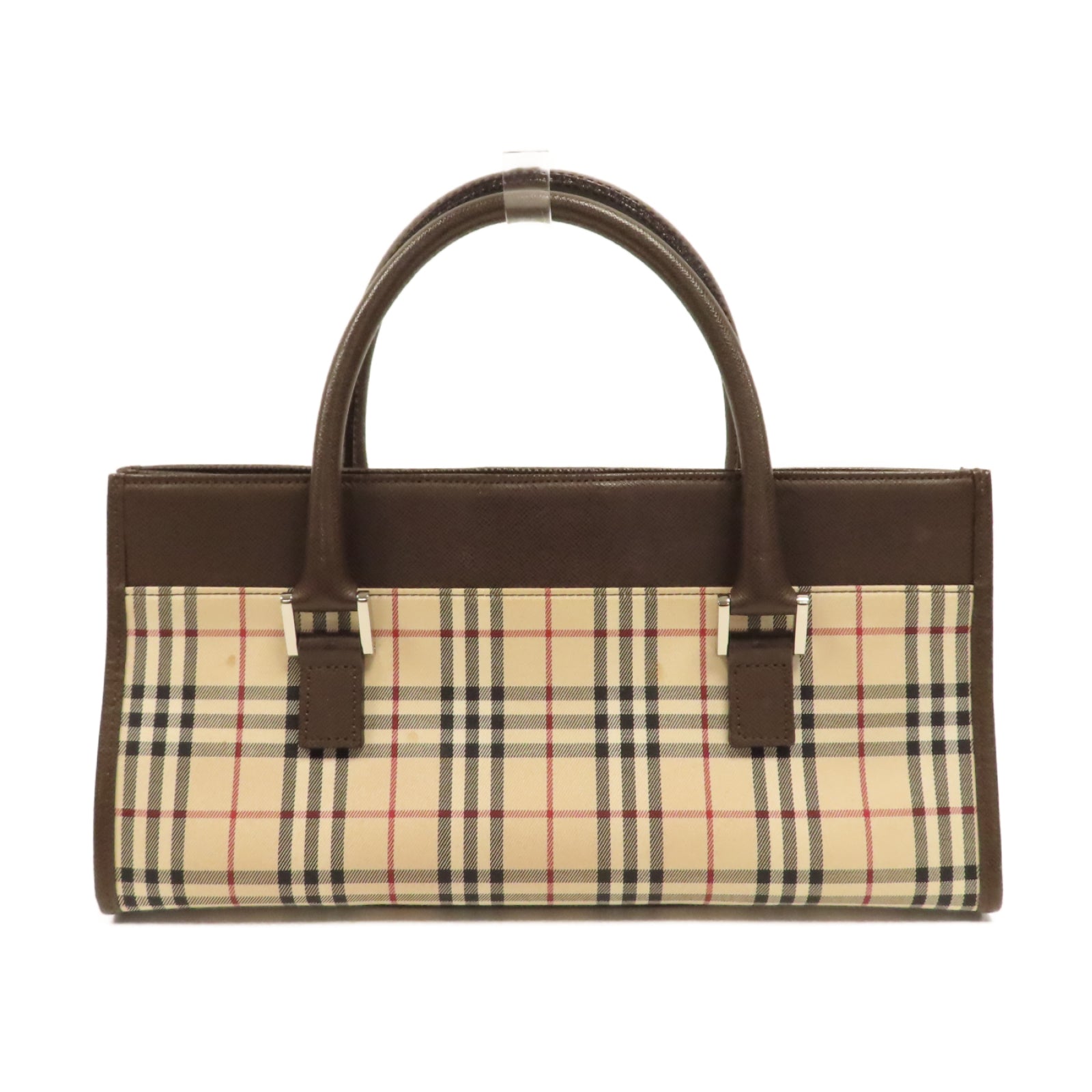 BURBERRY 帆布/牛皮皮革Hand Bag銀扣手挽袋啡色