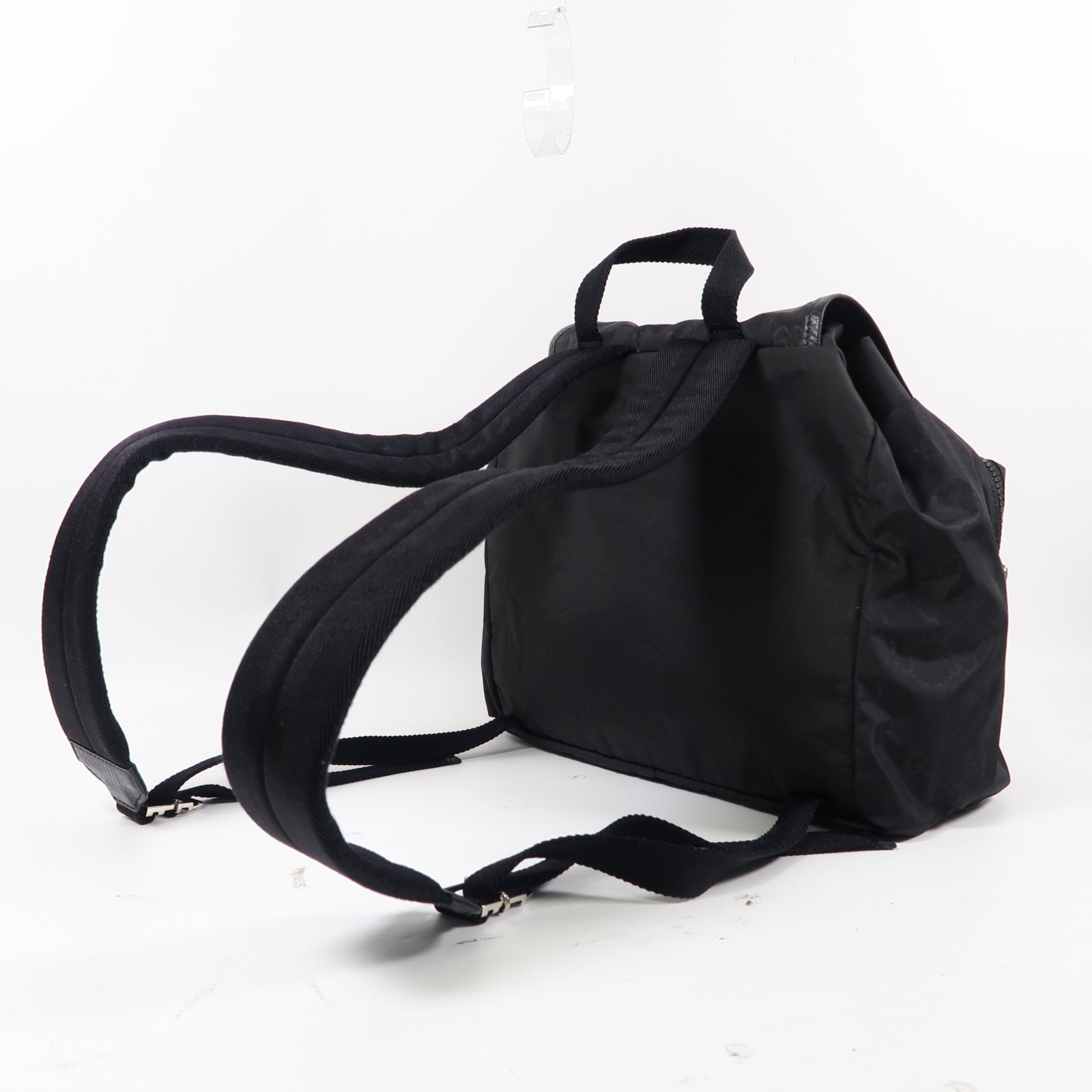 GUCCI 尼龍Handbag Backpack銀扣背包黑色