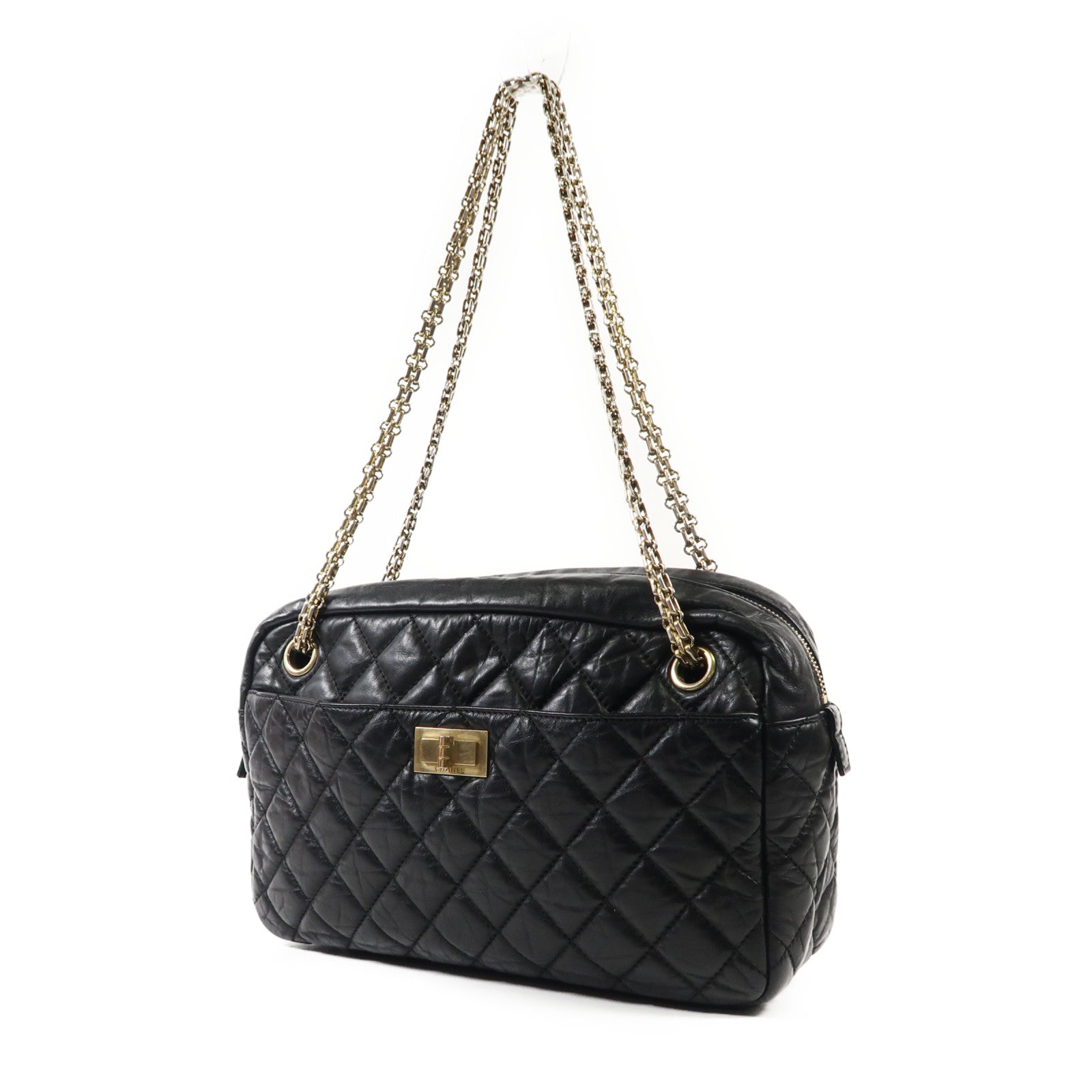 CHANEL 牛皮皮革2.55 Shoulder Bag金扣鏈帶肩背袋