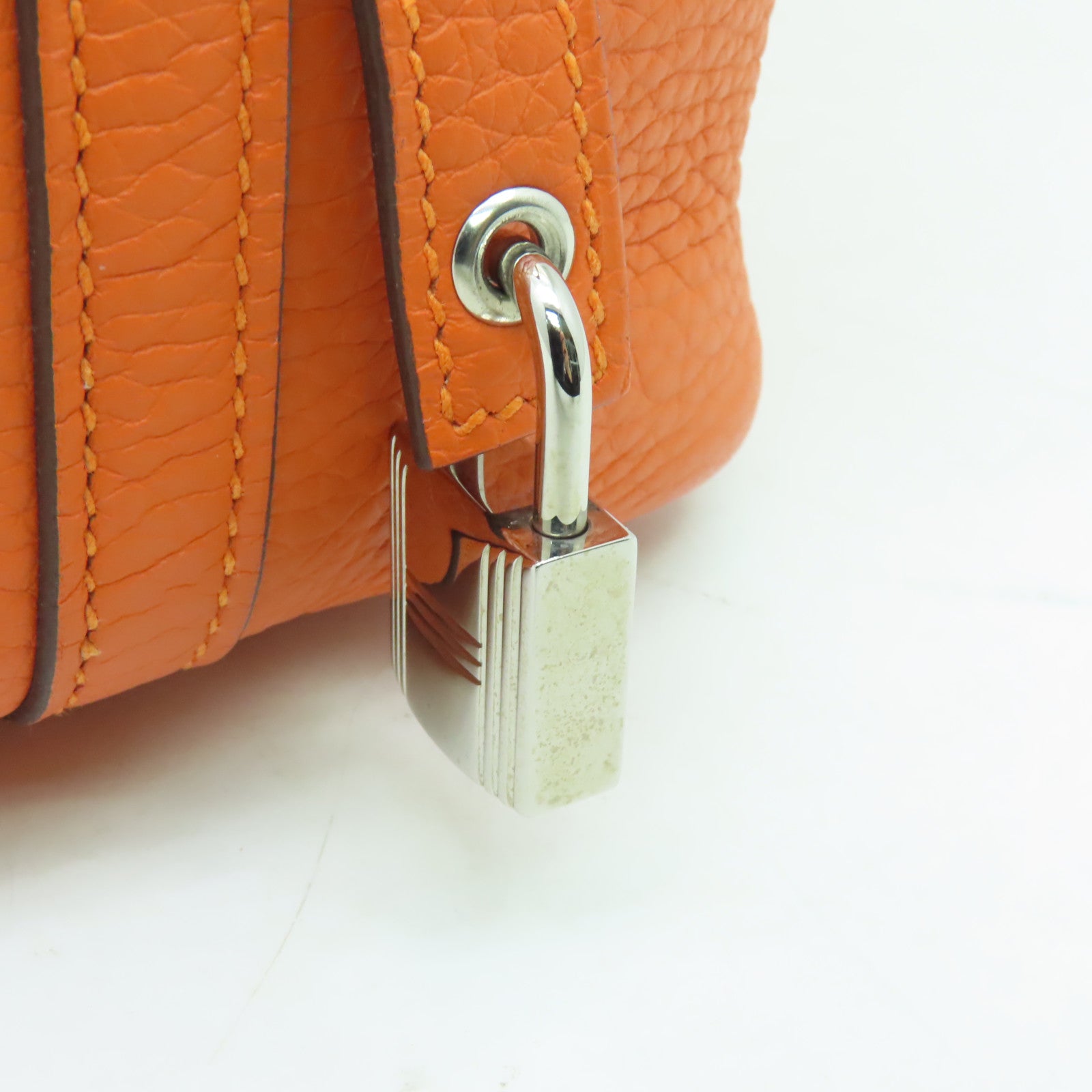 HERMES 【激減優惠】Clemence皮革Picotin PM銀扣手挽袋Orange橙色