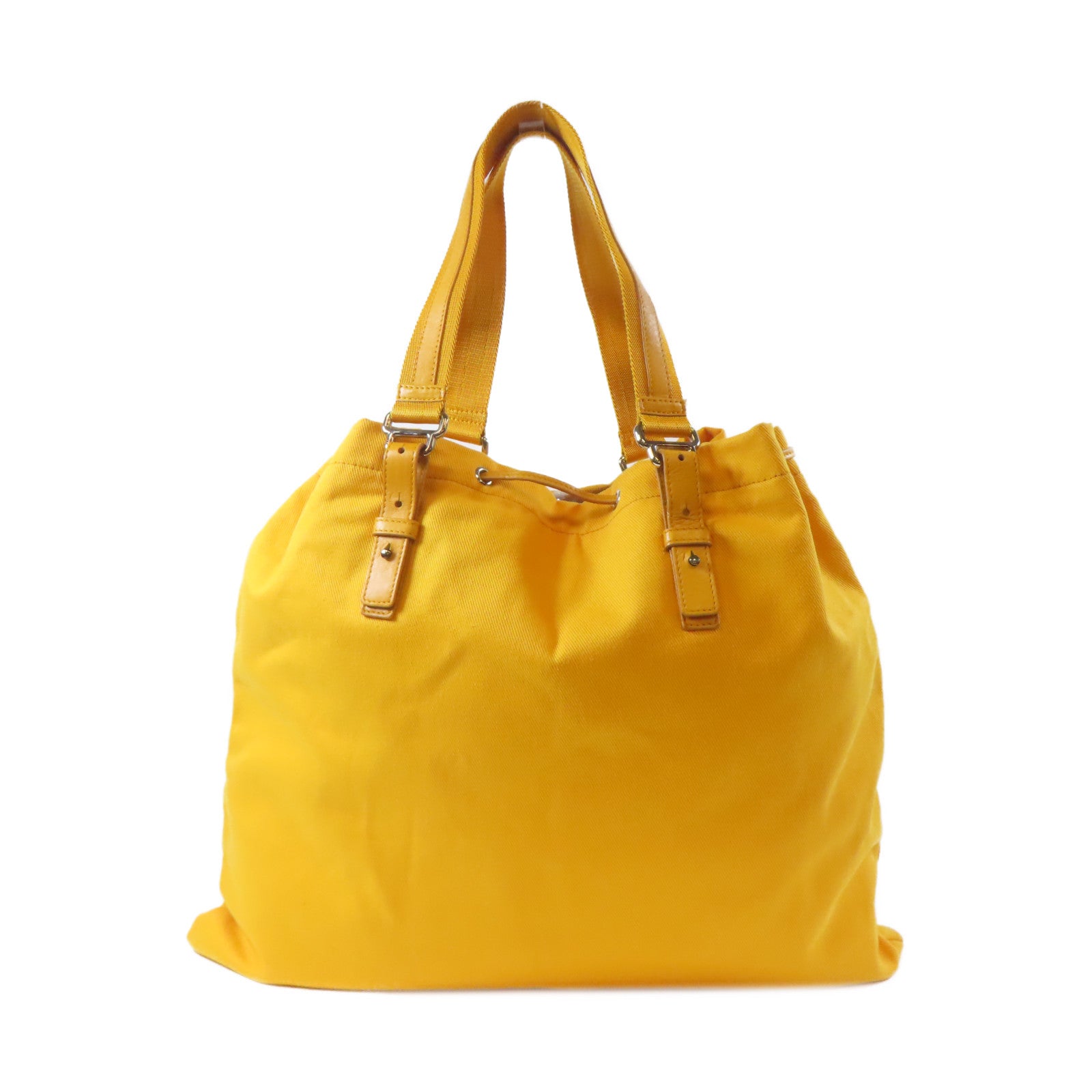 YVES SAINT LAURENT 帆布Tote Bag銀扣手挽袋黃色