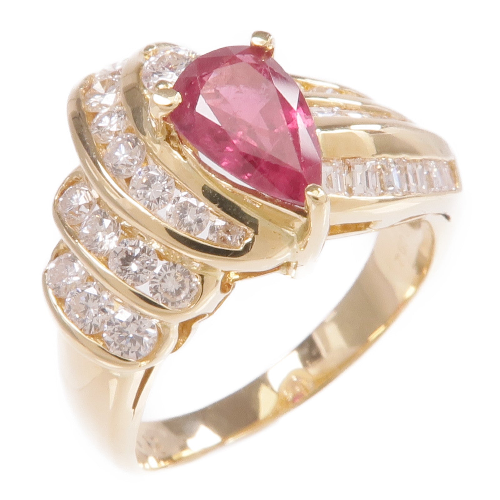 JEWELRY 【激減優惠】18K黃金Ruby Diamond Ring紅寶石/鑽石戒指US#6.75
