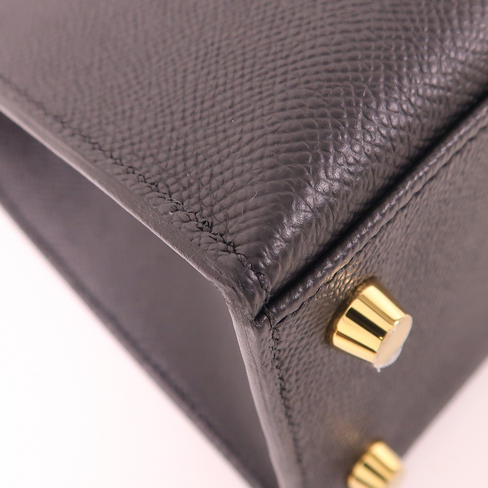 HERMES Epsom皮革Kelly 25金扣手挽肩背兩用袋Noir