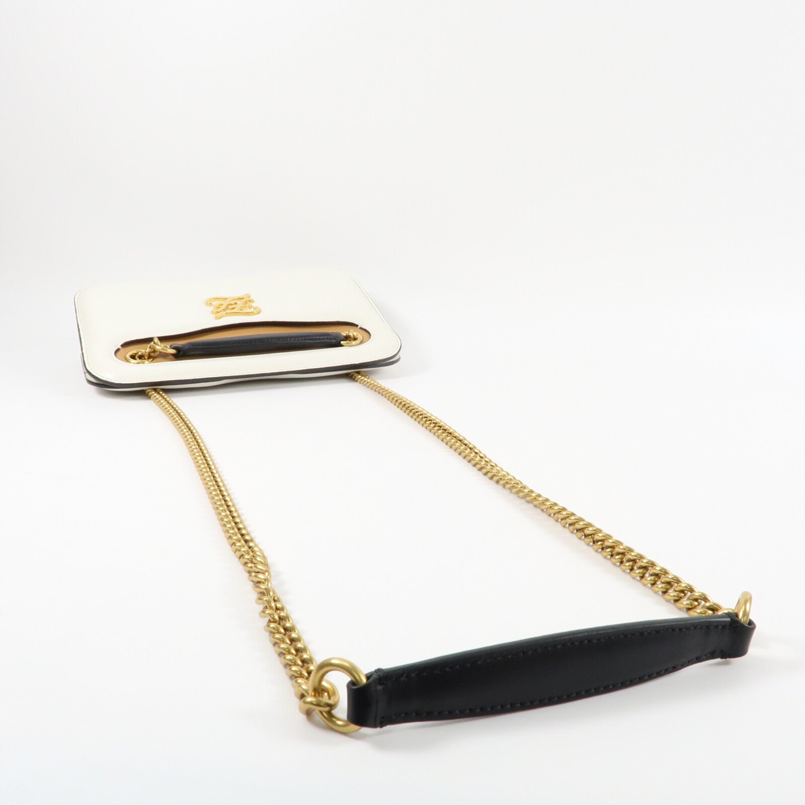 FENDI 牛皮皮革Karligraphy Pocket Shoulder Bag鏈帶肩背袋