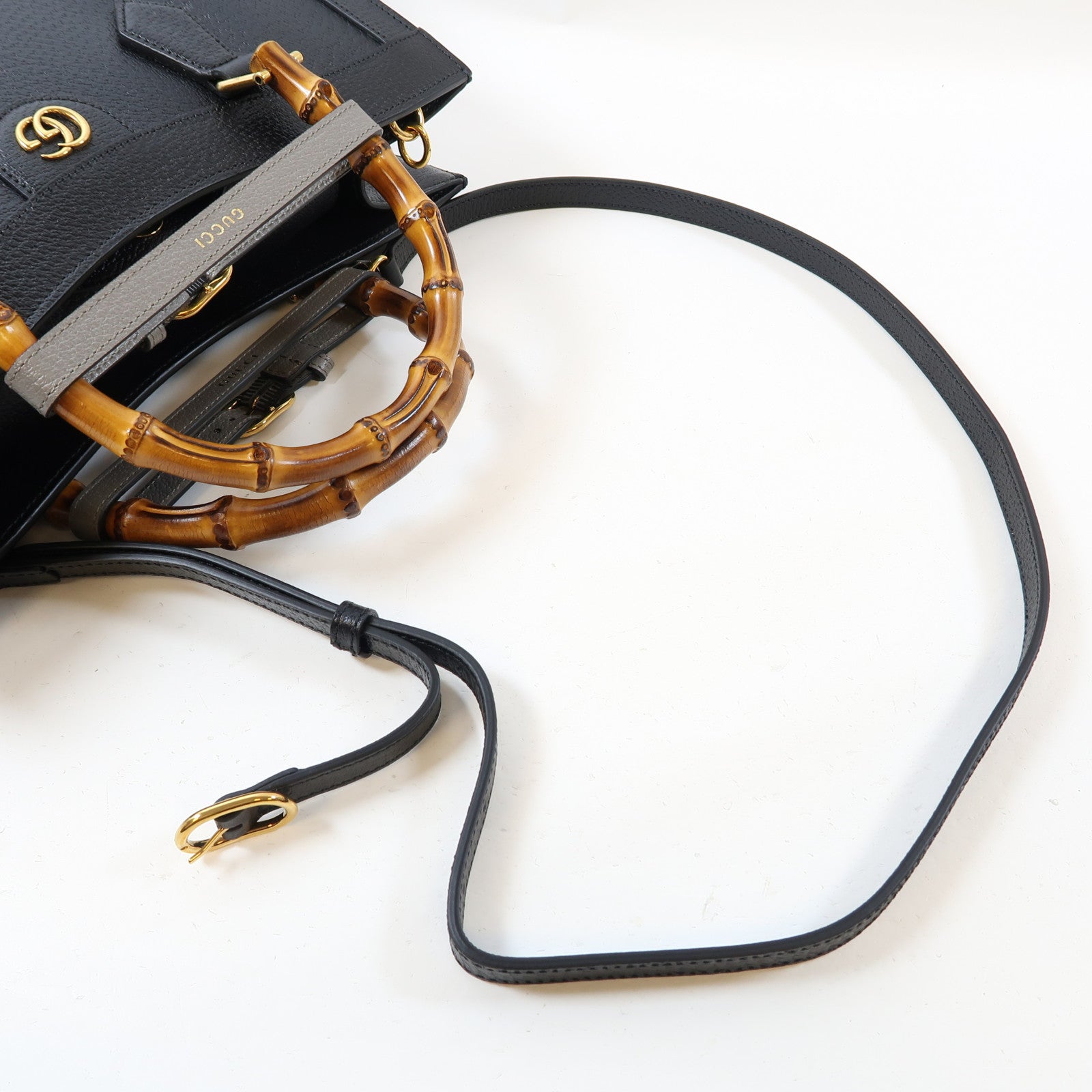 GUCCI 牛皮皮革Gucci Diana金扣手挽肩背兩用袋黑色