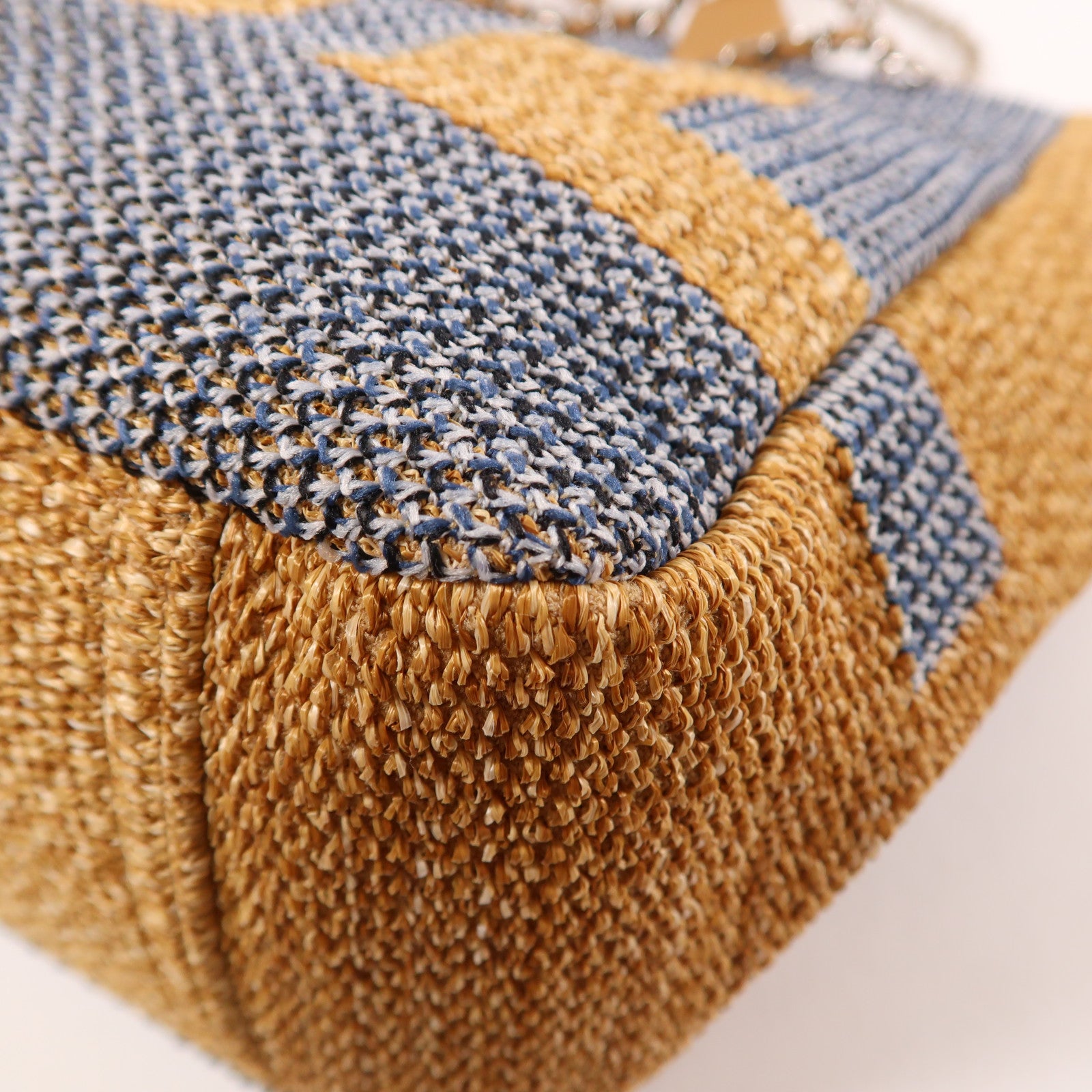 CHANEL 織物Tote Bag銀扣手挽肩背兩用袋