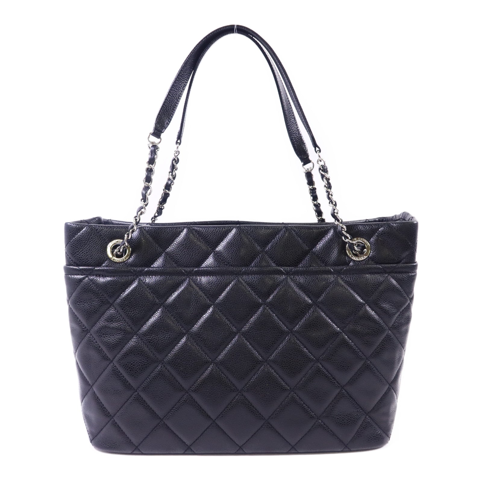 CHANEL 牛皮皮革Shoulder Bag銀扣鏈帶肩背袋