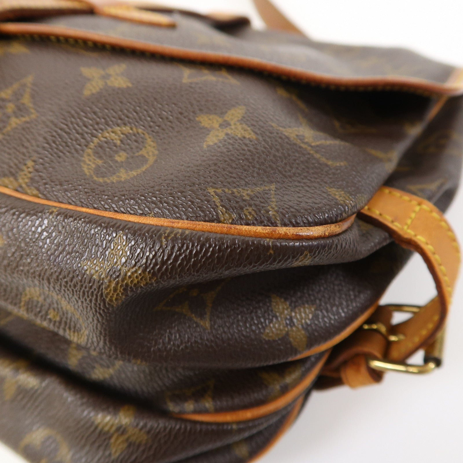 LOUIS VUITTON Monogram Saumur 30金扣肩背袋啡色
