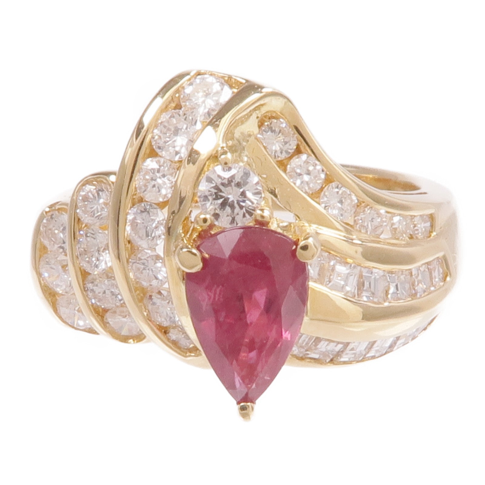 JEWELRY 【激減優惠】18K黃金Ruby Diamond Ring紅寶石/鑽石戒指US#6.75