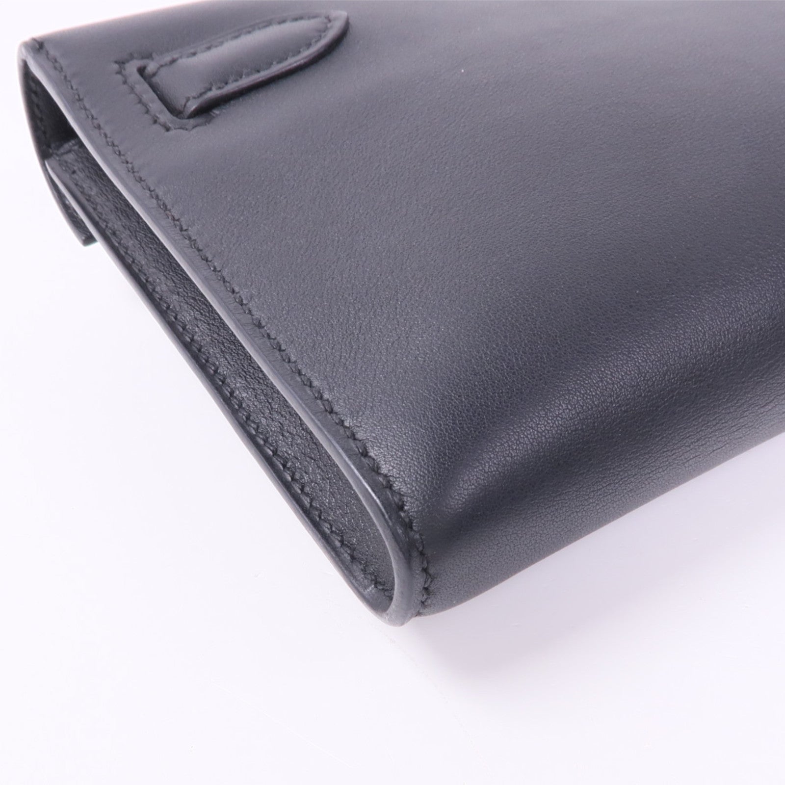 HERMES Swift皮革Kelly Cut金扣手挽袋Noir