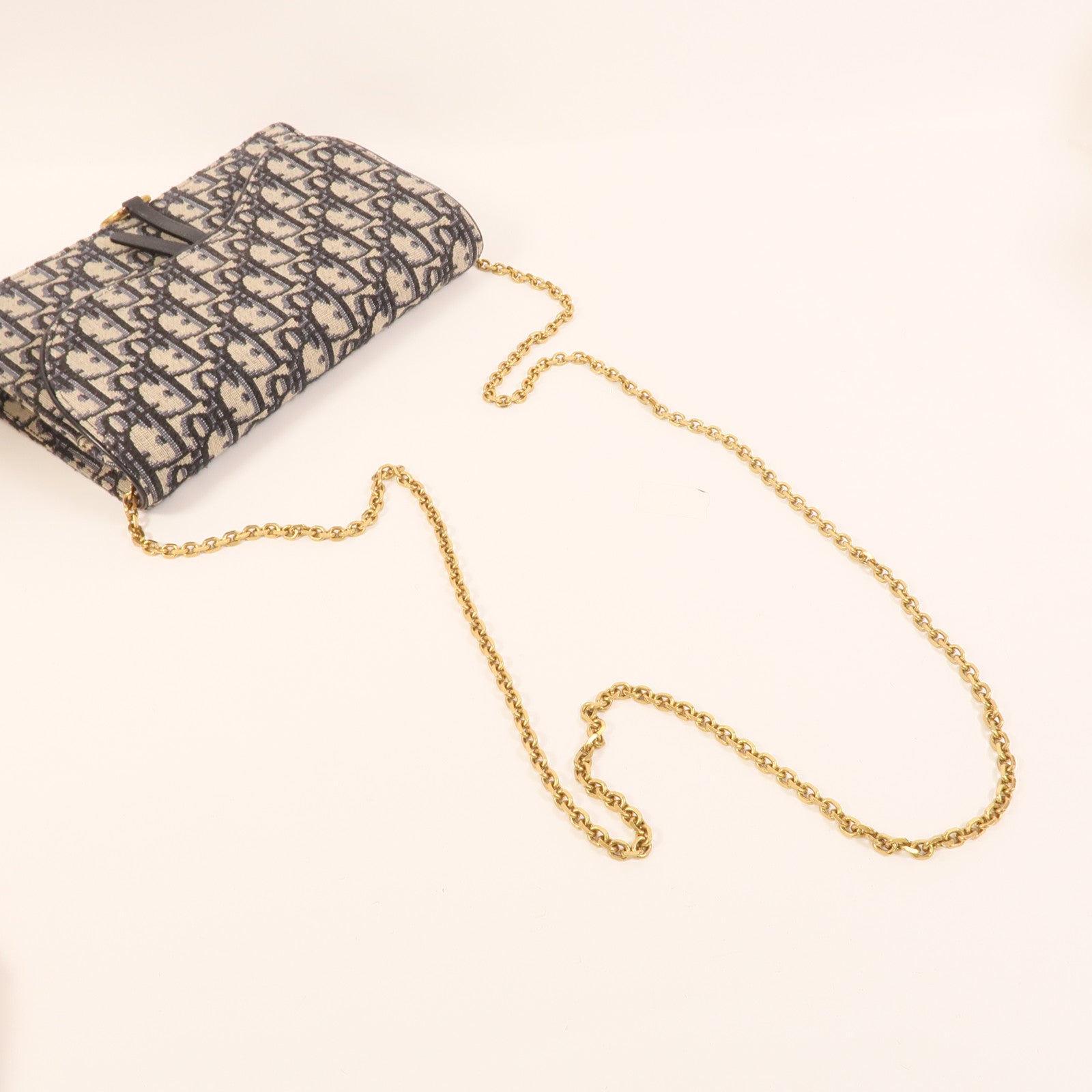 Dior 帆布Saddle Wallet On Chain鏈帶肩背袋