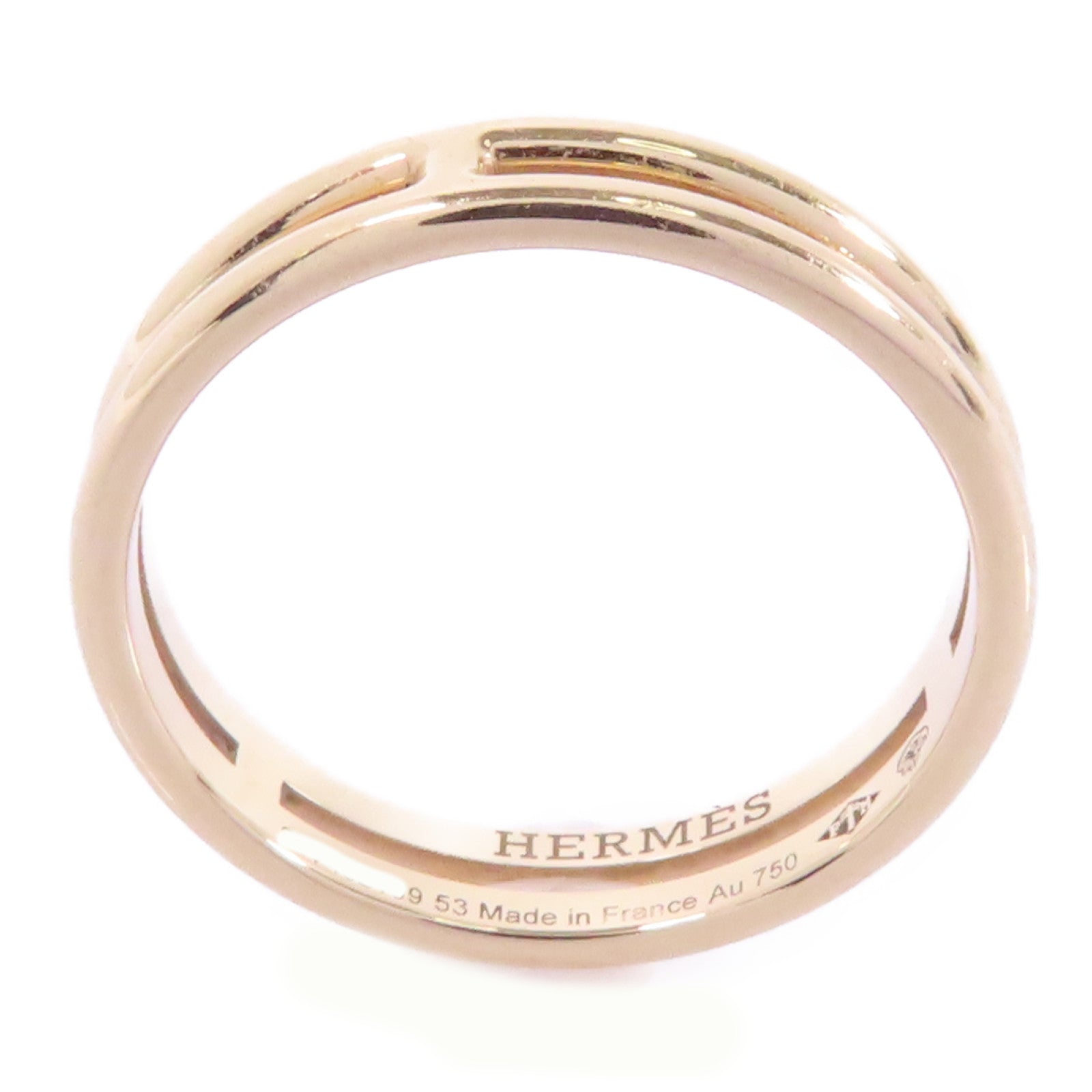 HERMES 18K玫瑰金Ariane Wedding Band戒指HERMES#53/US#6
