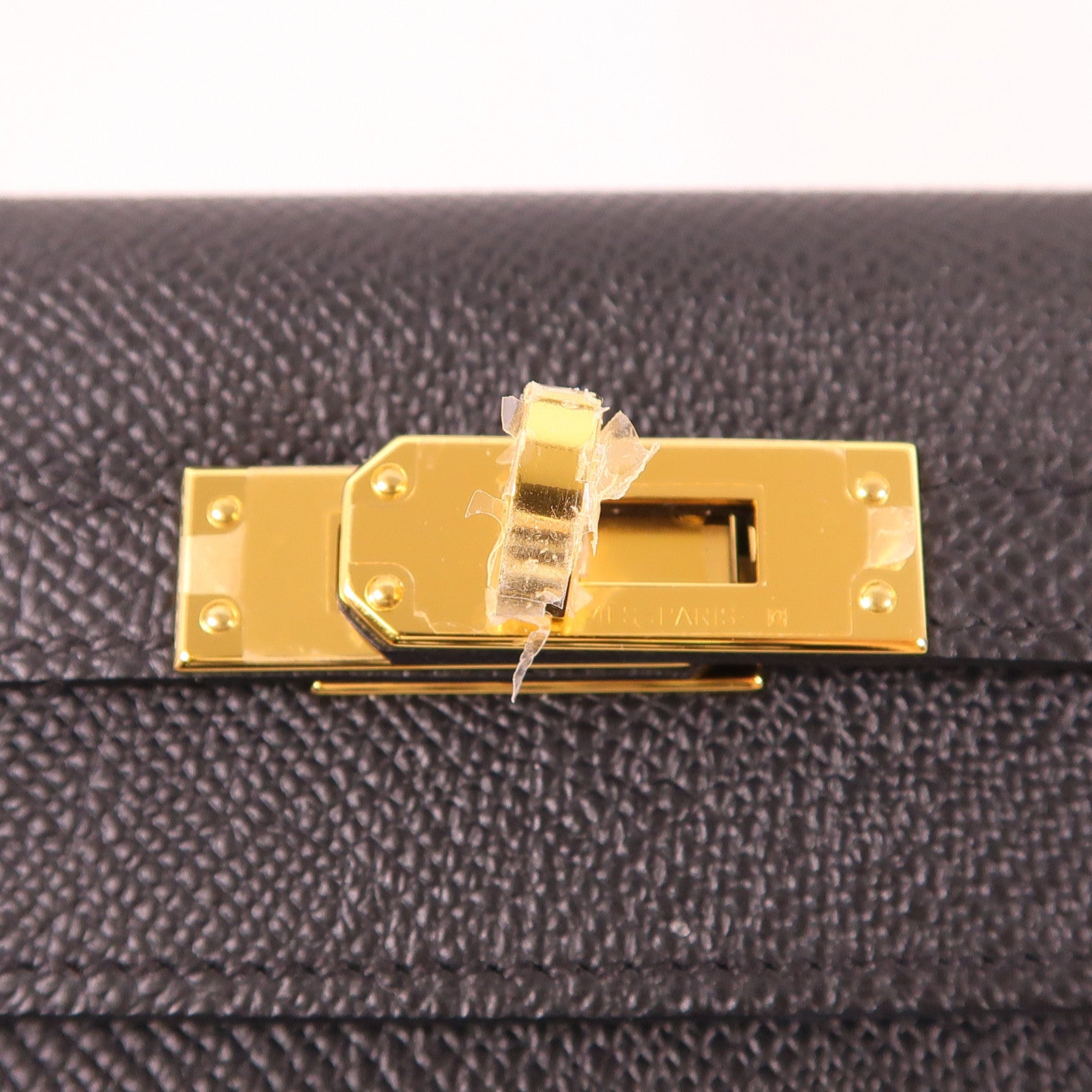 HERMES Epsom皮革Kelly 25金扣手挽肩背兩用袋Noir