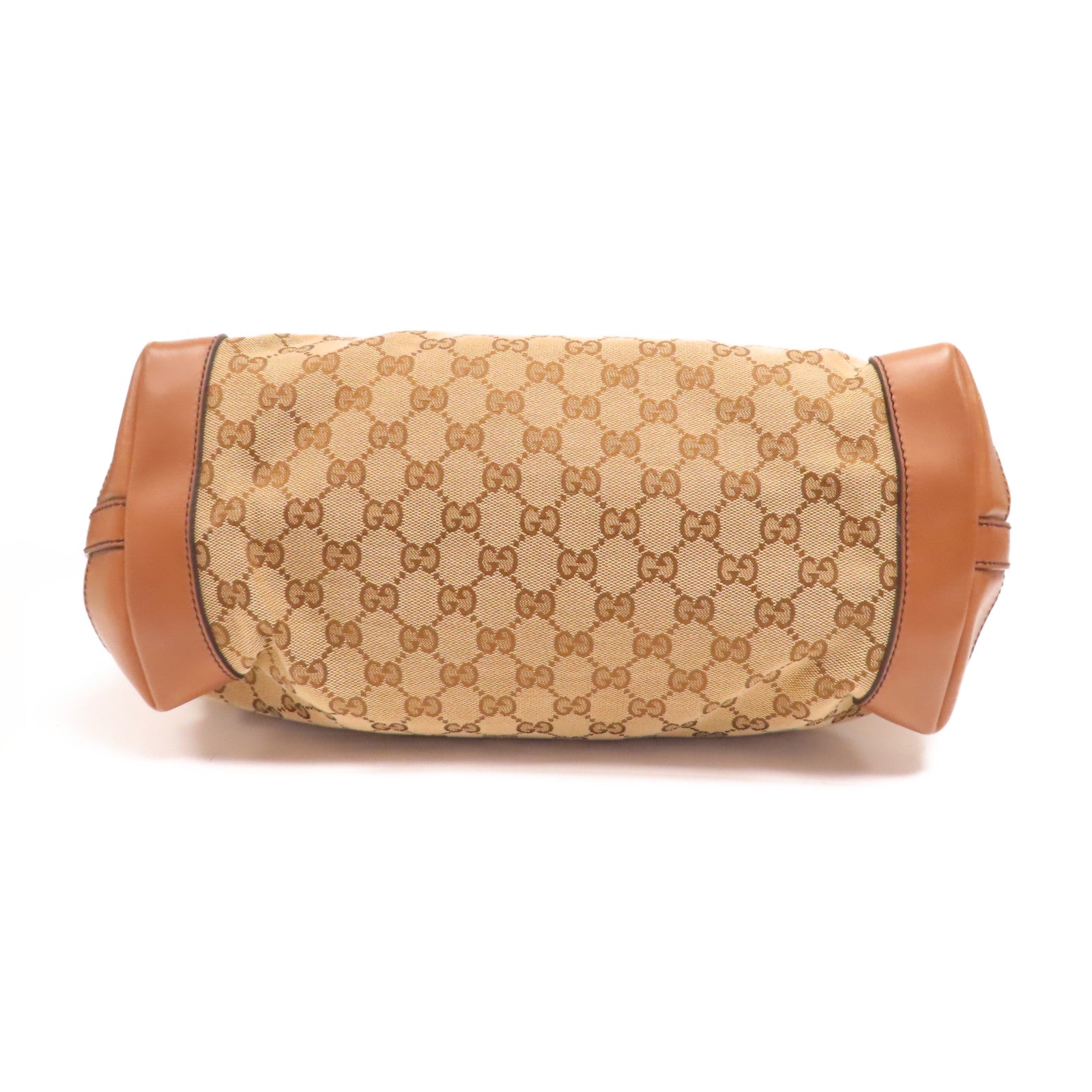 GUCCI 帆布Tote Bag金扣手挽袋啡色