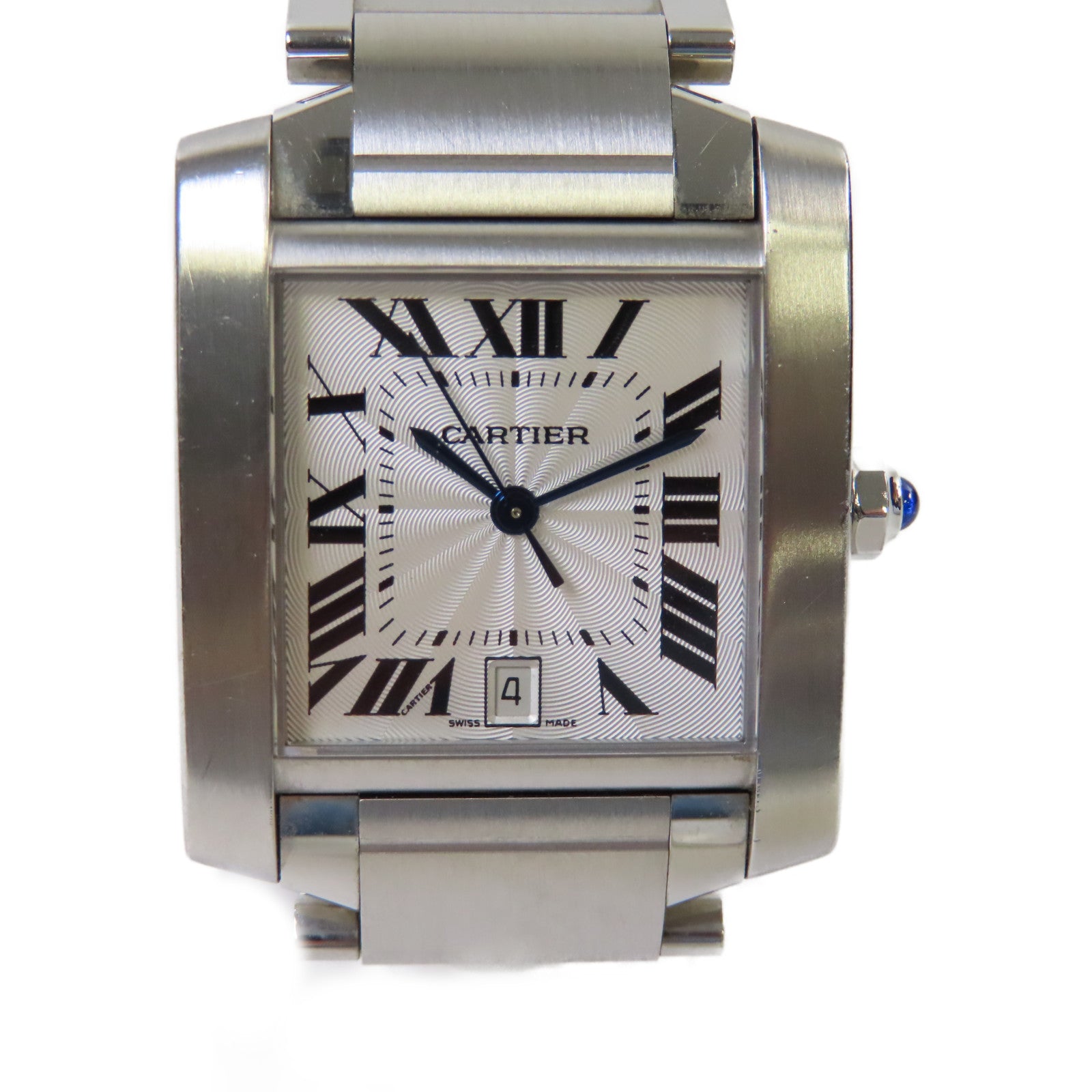 CARTIER Tank Francaise Watch不鏽鋼自動機芯手錶白色/銀色