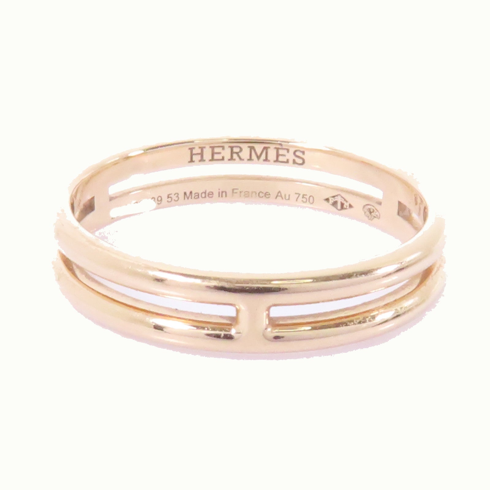 HERMES 18K玫瑰金Ariane Wedding Band戒指HERMES#53/US#6