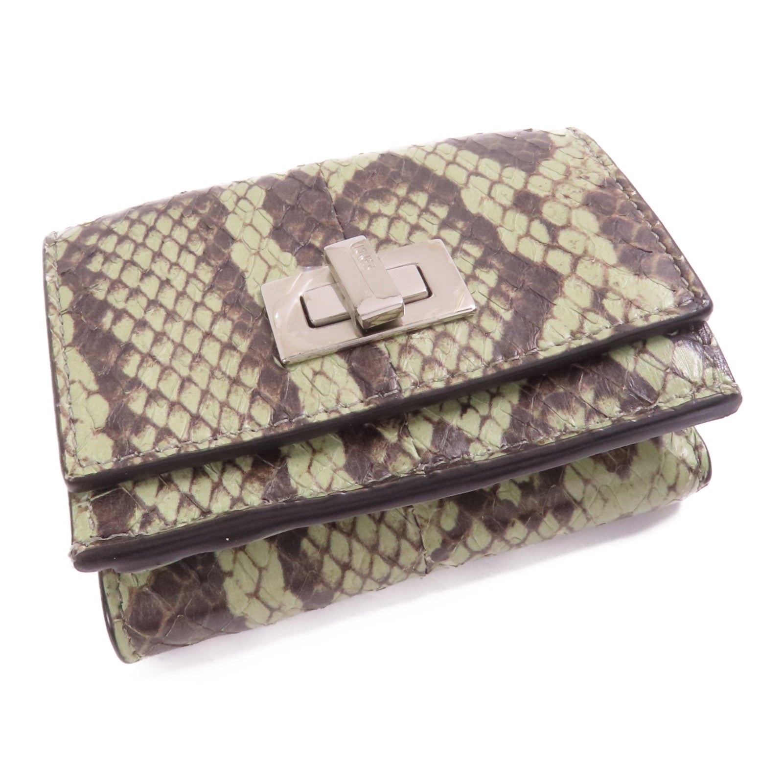 FENDI 蛇皮皮革Wallet銀扣錢包