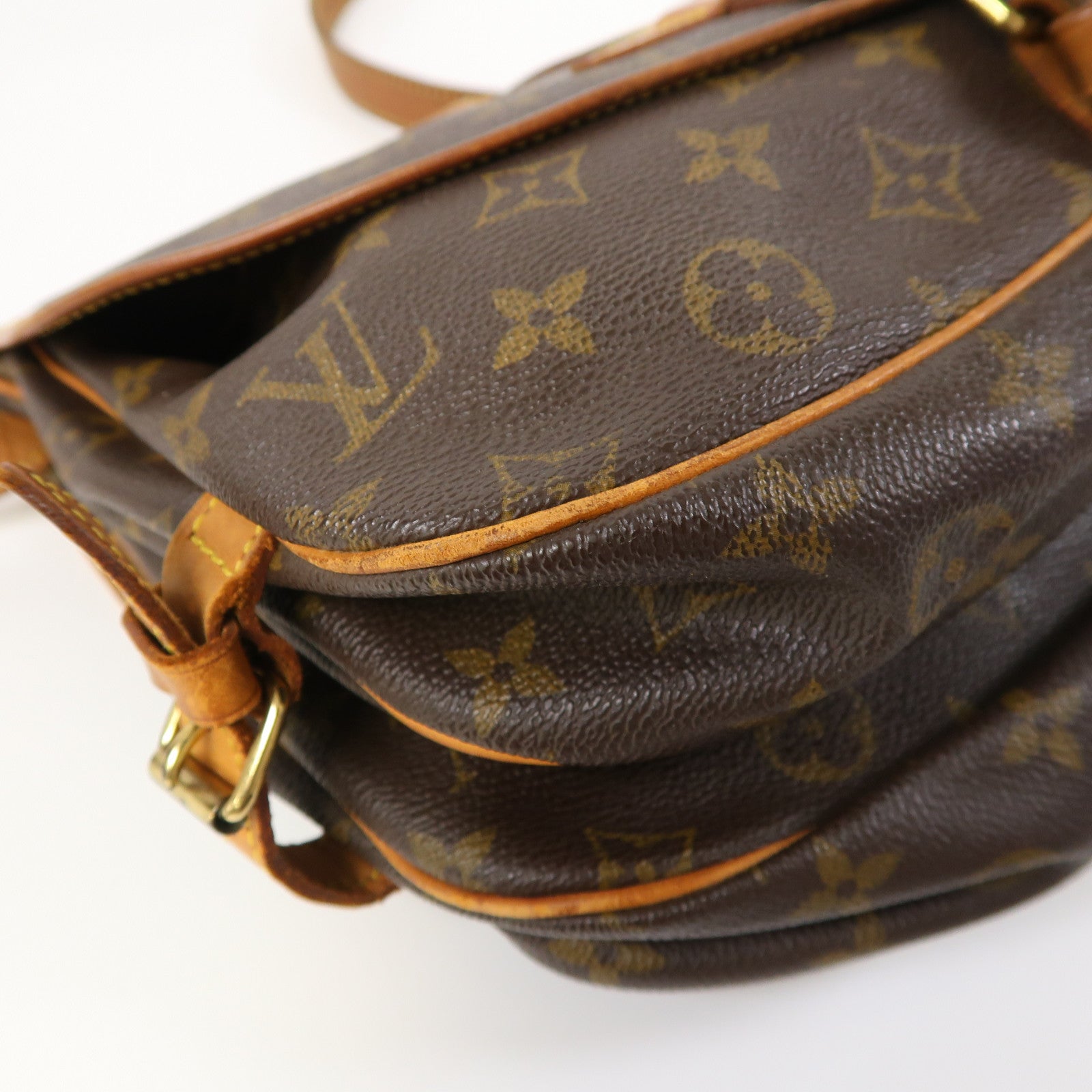 LOUIS VUITTON Monogram Saumur 30金扣肩背袋啡色