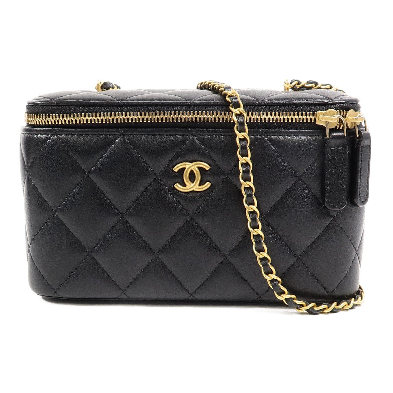 CHANEL 羊皮皮革Vanity Case鏈帶肩背袋