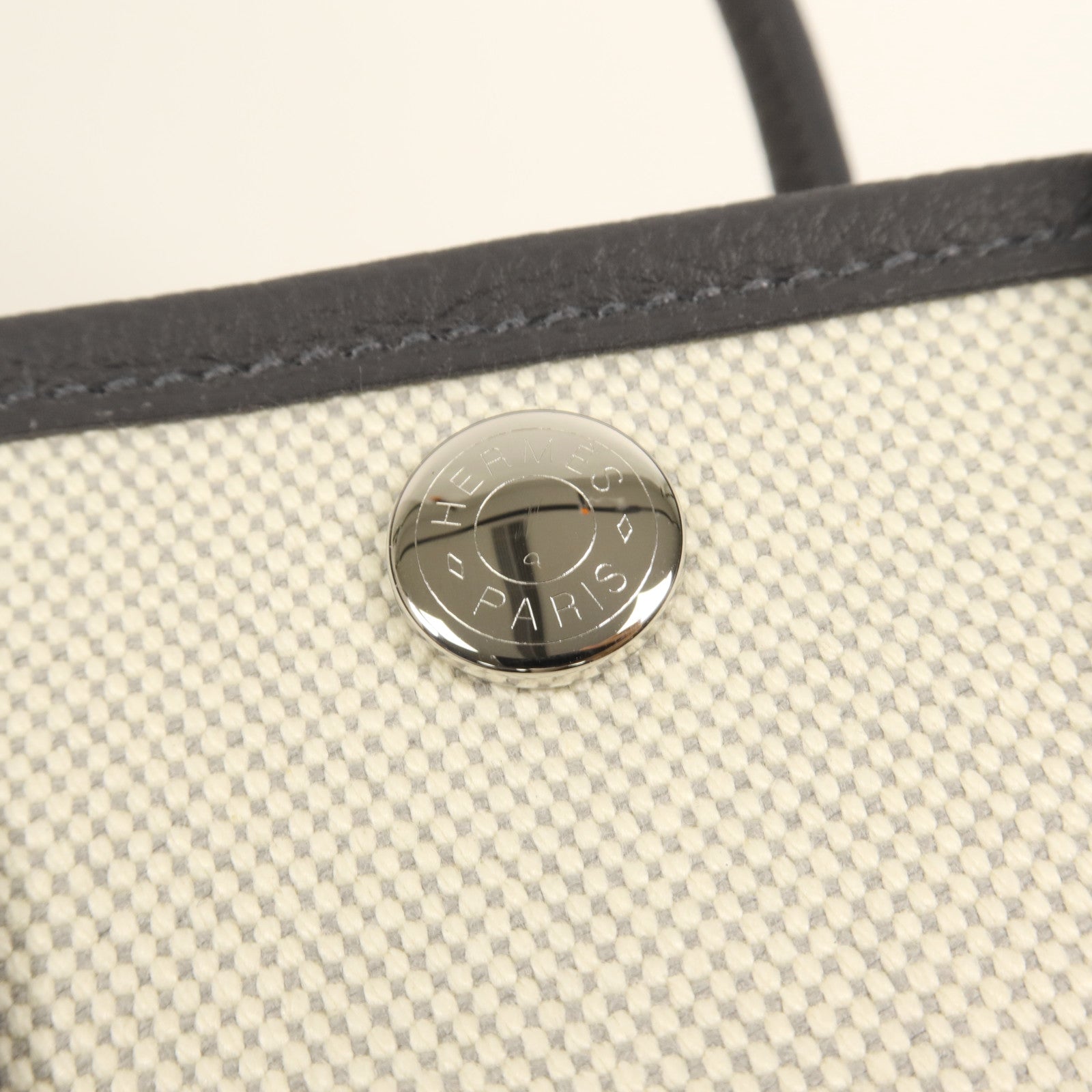 HERMES 帆布Mini Graden Party銀扣手挽袋Ardoise