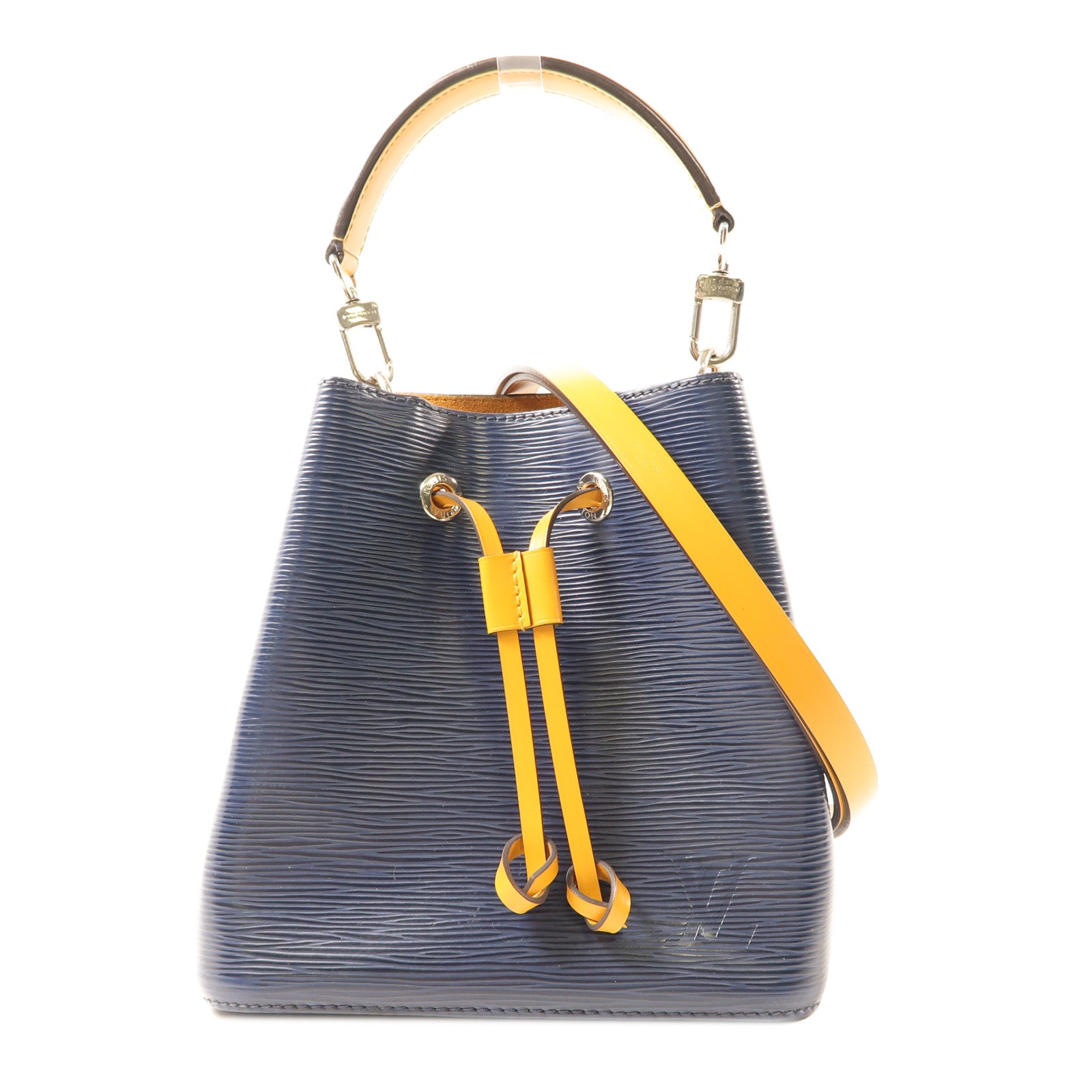 LOUIS VUITTON Epi Neo Noe BB銀扣手挽肩背兩用袋深藍色/黃色