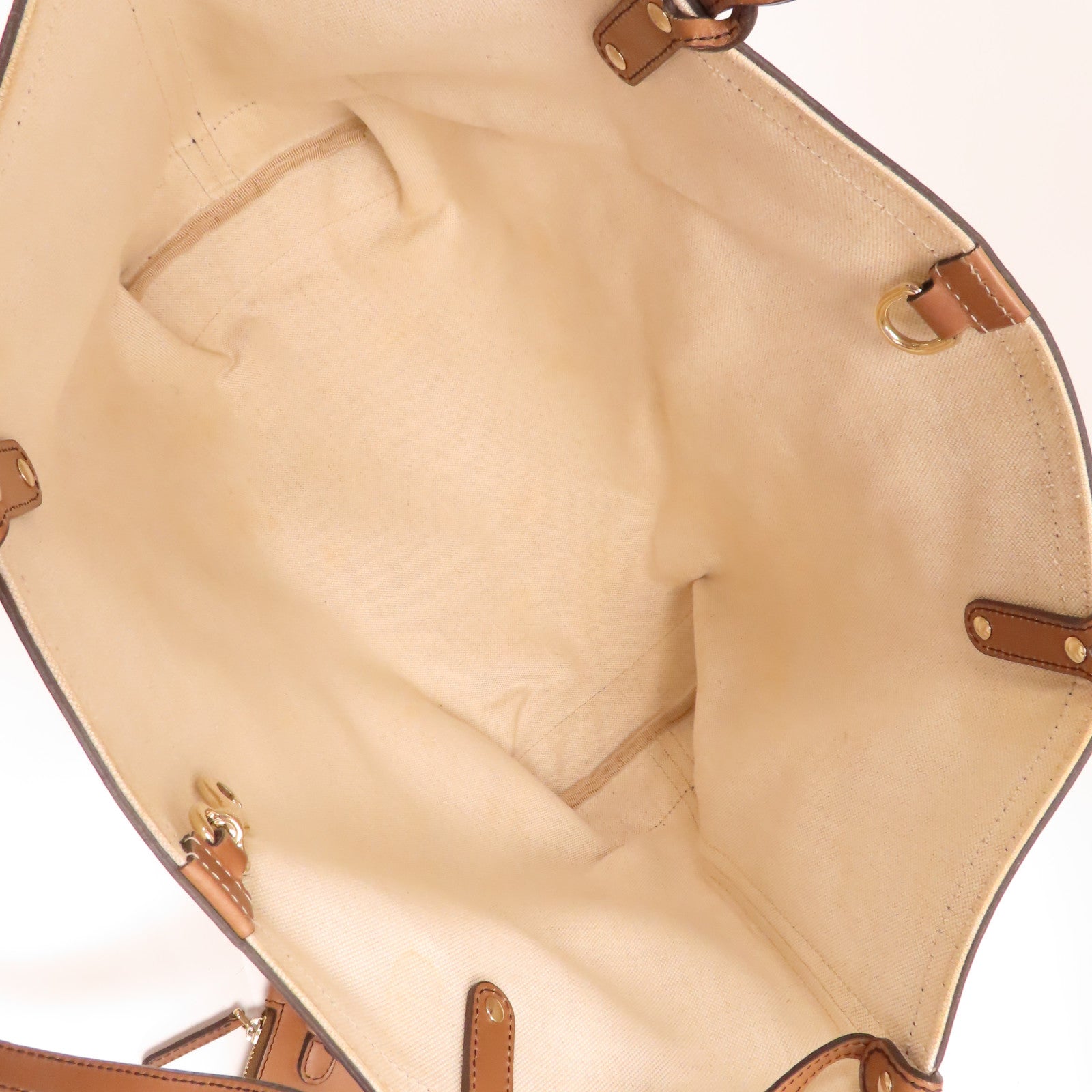 GUCCI 帆布Tote Bag金扣手挽袋啡色