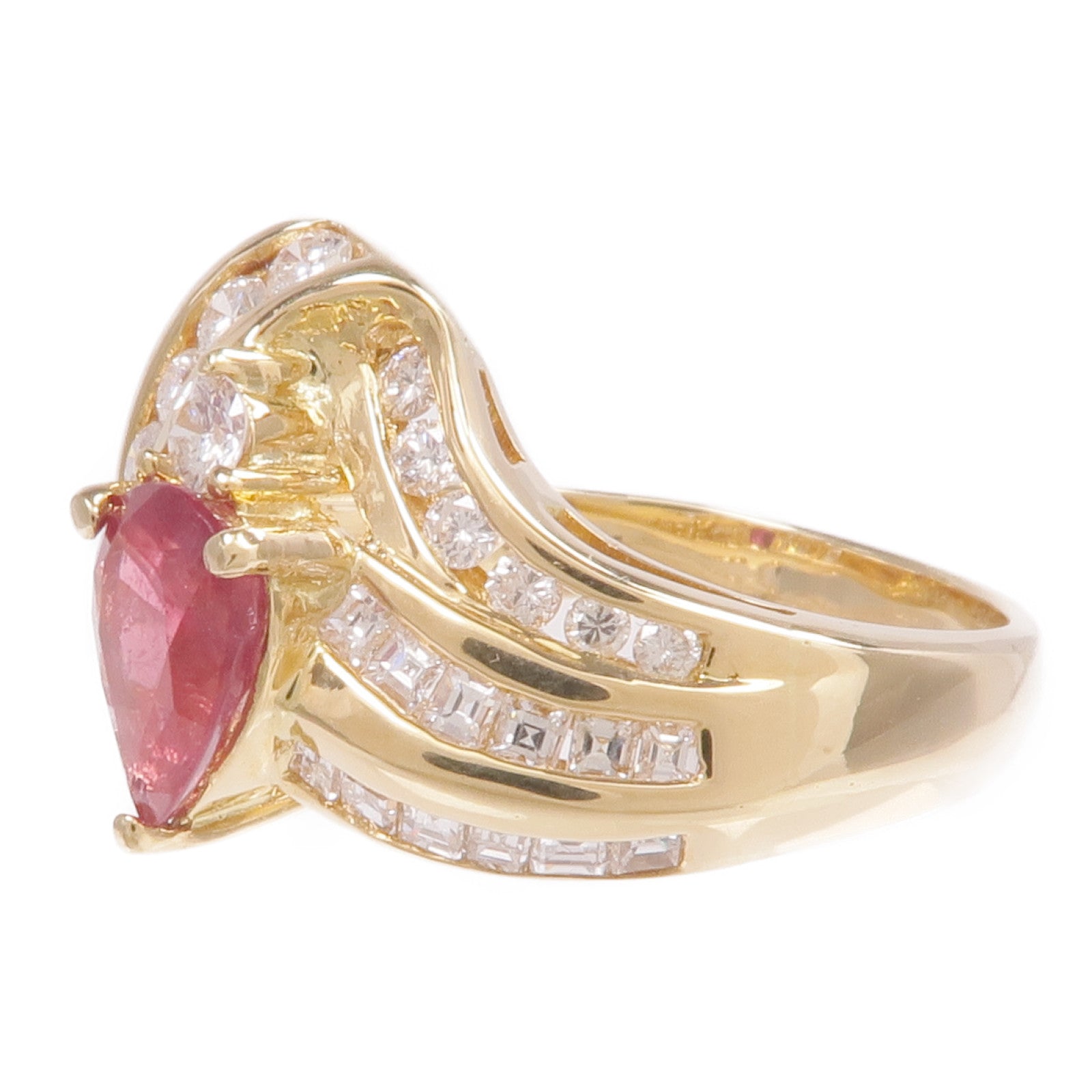 JEWELRY 【激減優惠】18K黃金Ruby Diamond Ring紅寶石/鑽石戒指US#6.75