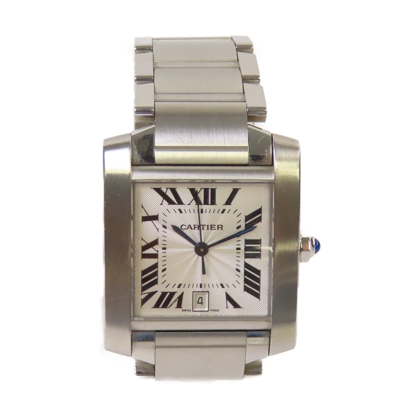 CARTIER Tank Francaise Watch不鏽鋼自動機芯手錶白色/銀色