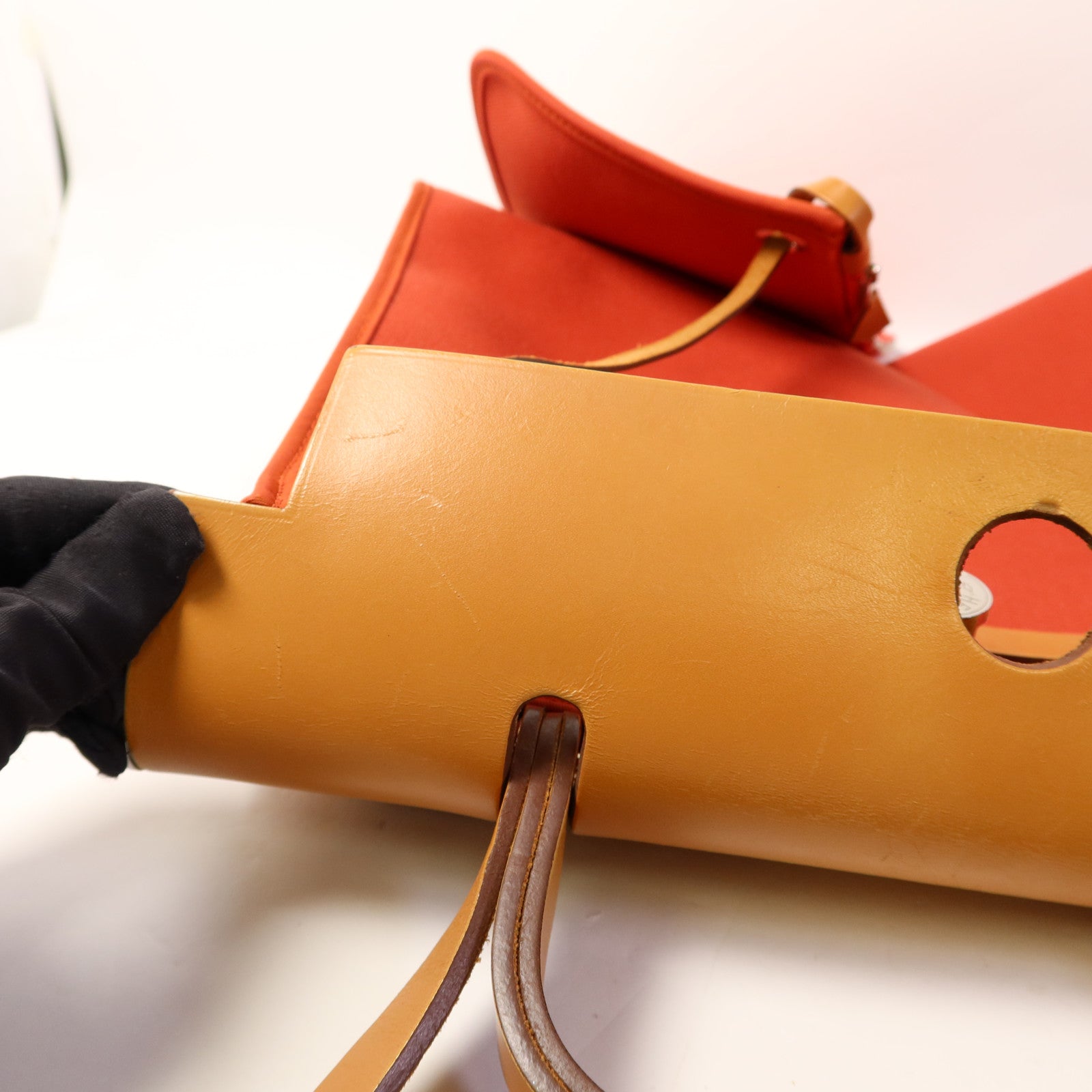 HERMES 帆布Herbag PM銀扣手挽肩背兩用袋