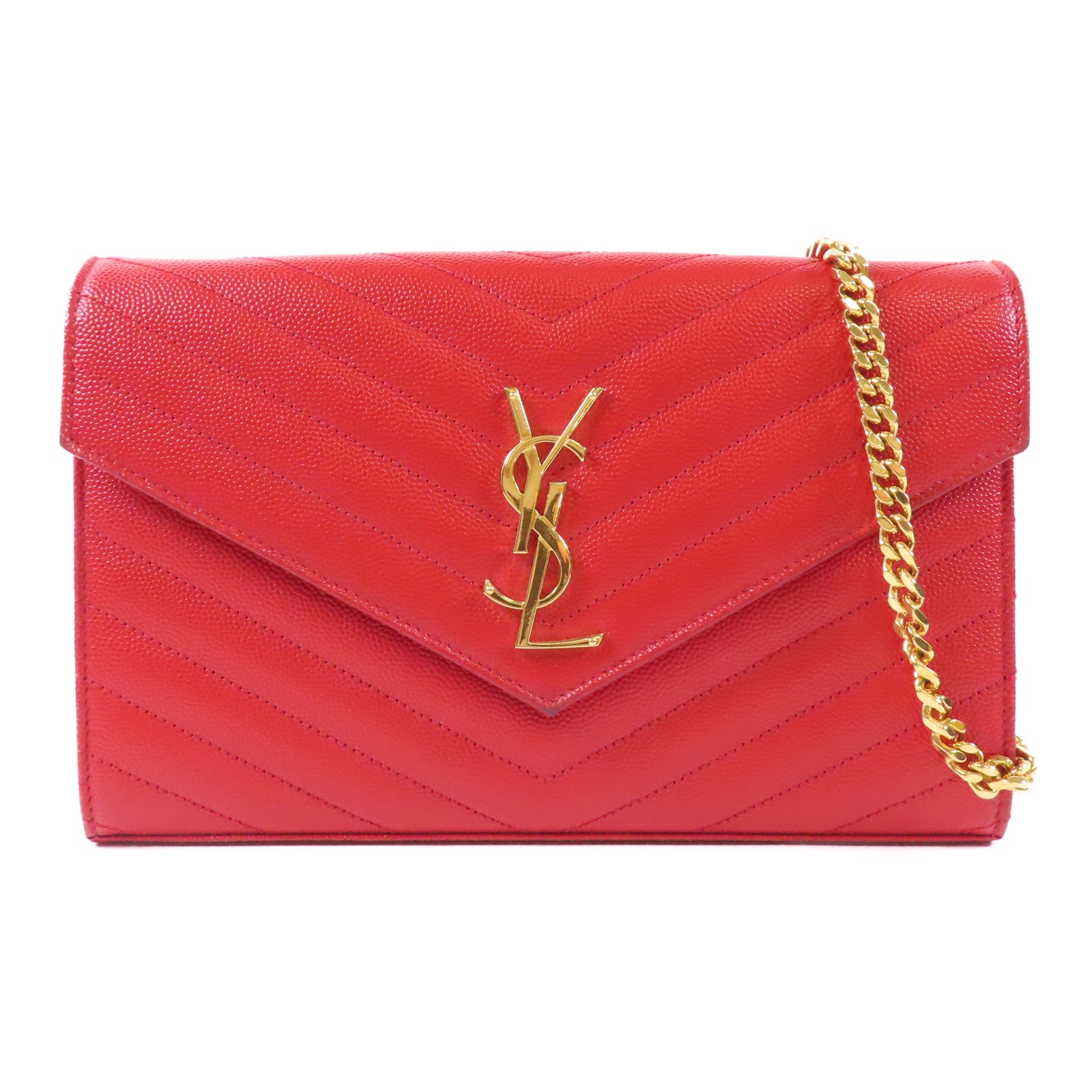 YVES SAINT LAURENT 【激減優惠】牛皮皮革Cassandre Envelope金扣肩背袋