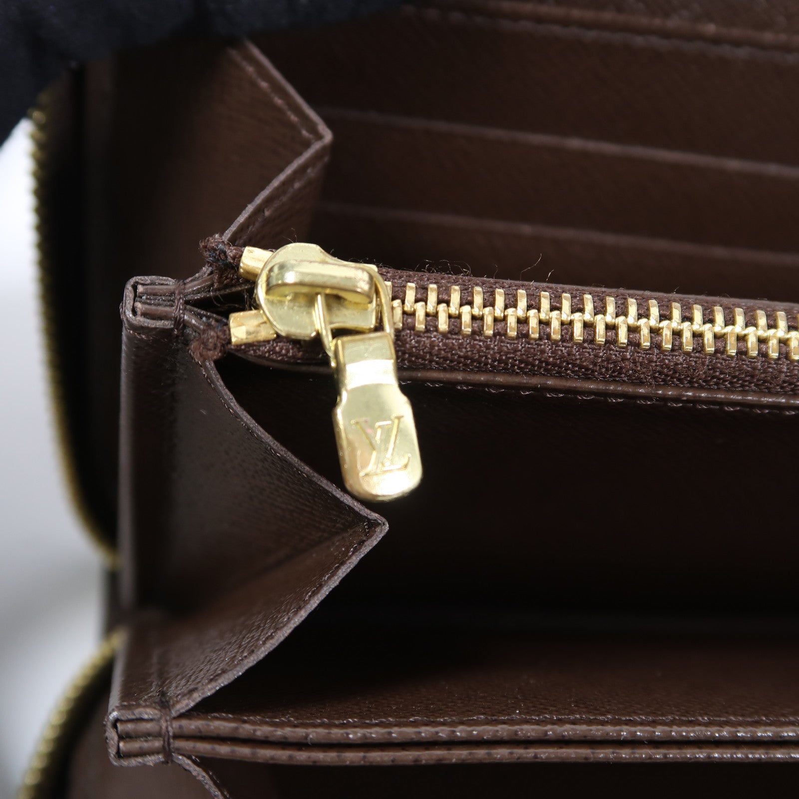 LOUIS VUITTON Damier Zipper Wallet金扣長錢包啡色