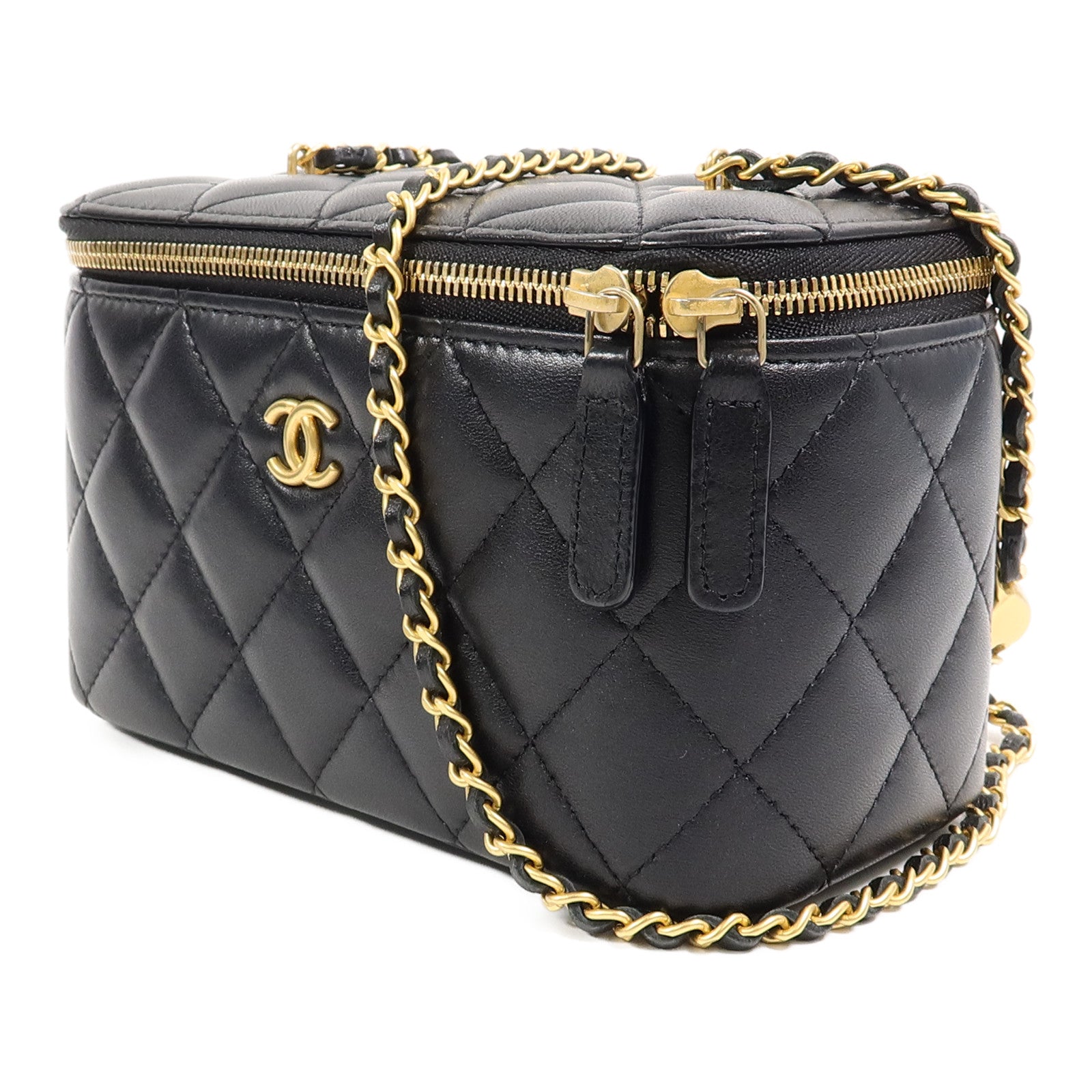 CHANEL 羊皮皮革Vanity Case鏈帶肩背袋