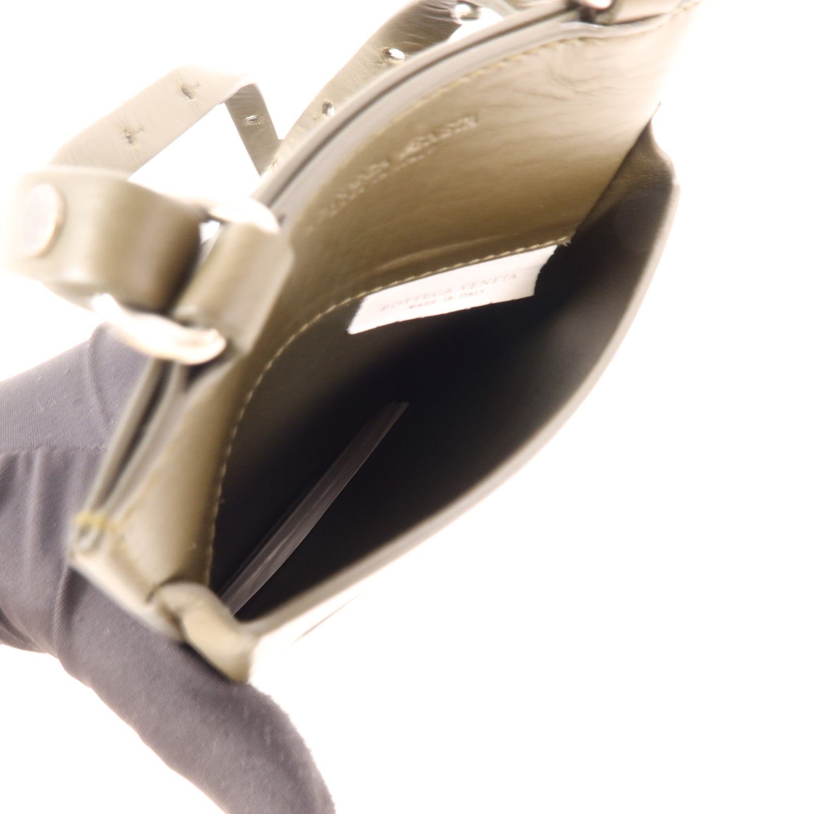 BOTTEGA VENETA 皮革Phone Bag銀扣肩背袋