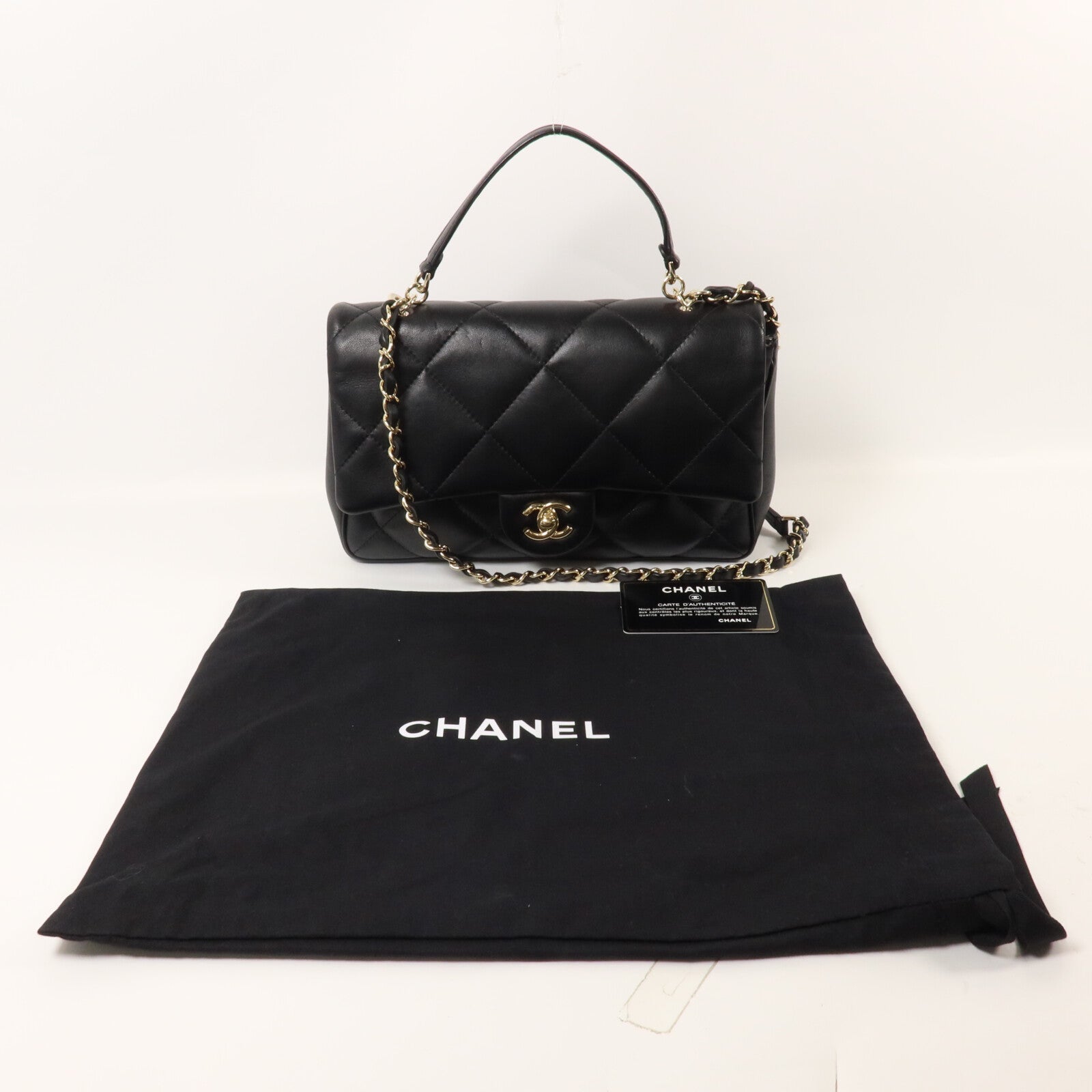 CHANEL 羊皮皮革Coco Lady Bag鏈帶手挽肩背兩用袋