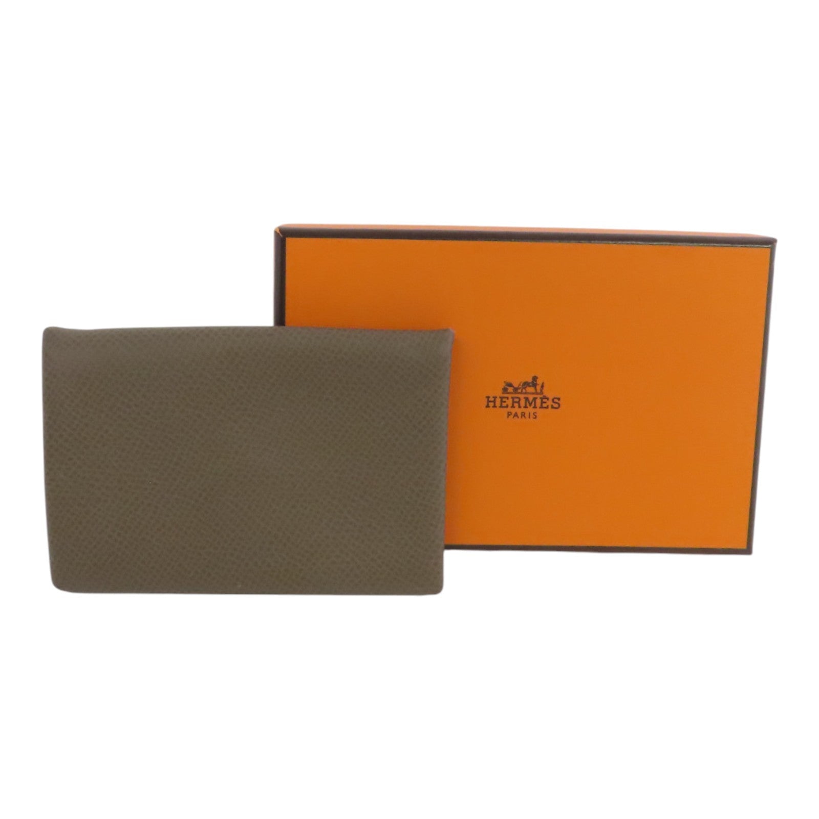 HERMES Epsom皮革Calvi Card Case銀扣卡套