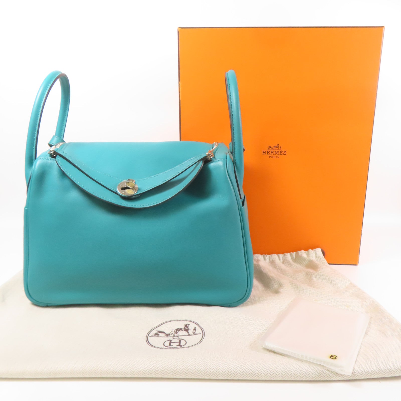 HERMES 【激減優惠】Swift皮革Lindy 30銀扣肩背袋Blue Lagoon