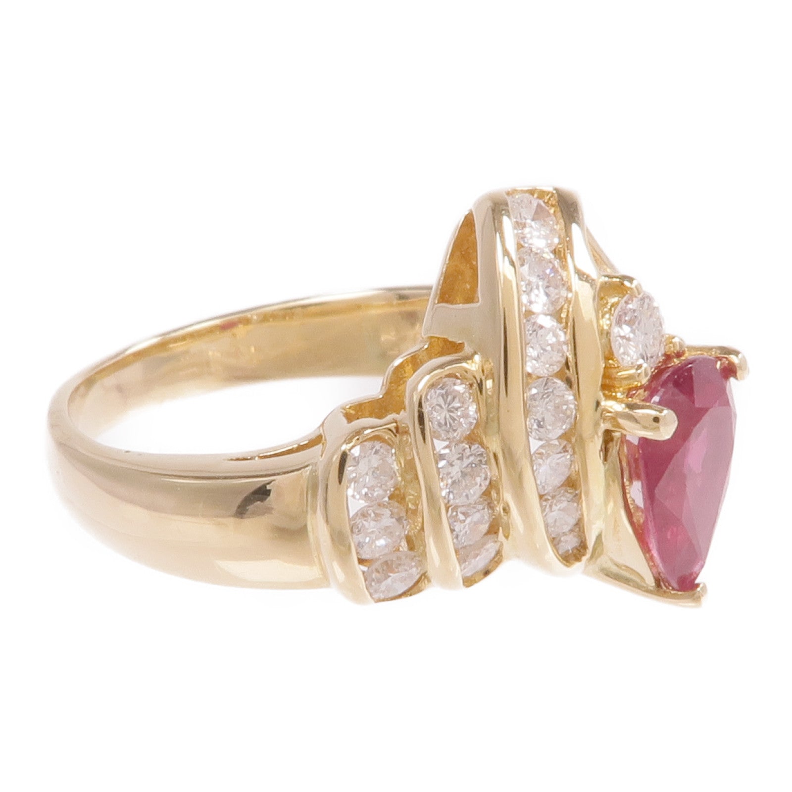 JEWELRY 【激減優惠】18K黃金Ruby Diamond Ring紅寶石/鑽石戒指US#6.75