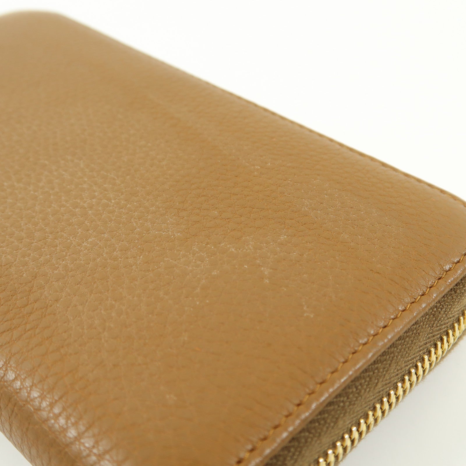 PRADA 牛皮皮革Zipper Long Round Wallet金扣長錢包啡色
