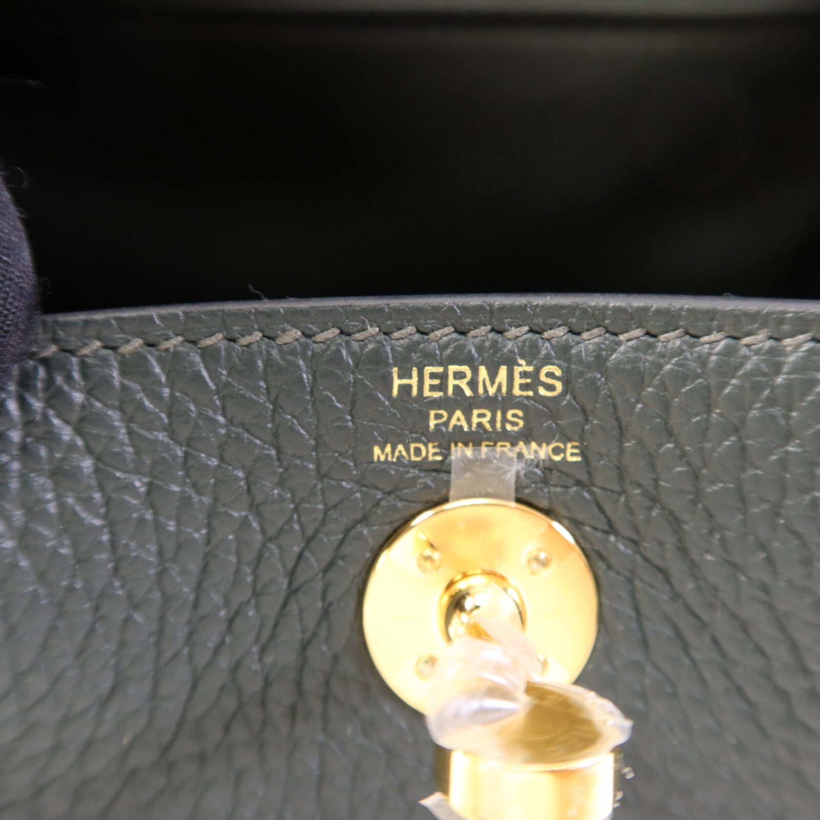 HERMES Clemence皮革Mini Lindy金扣手挽肩背兩用袋Vert cypres