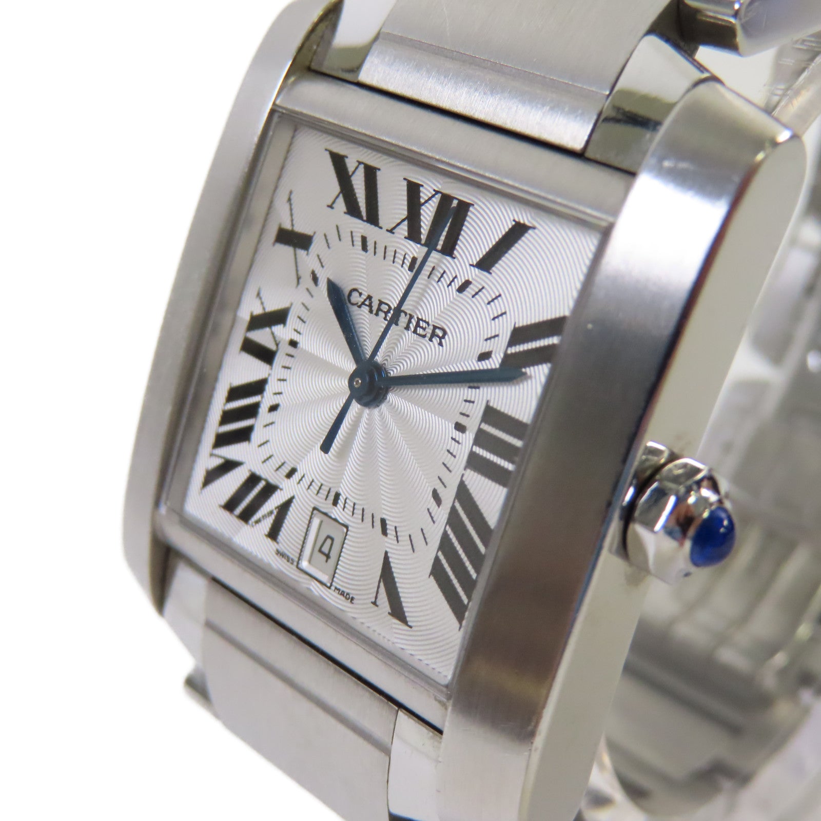 CARTIER Tank Francaise Watch不鏽鋼自動機芯手錶白色/銀色