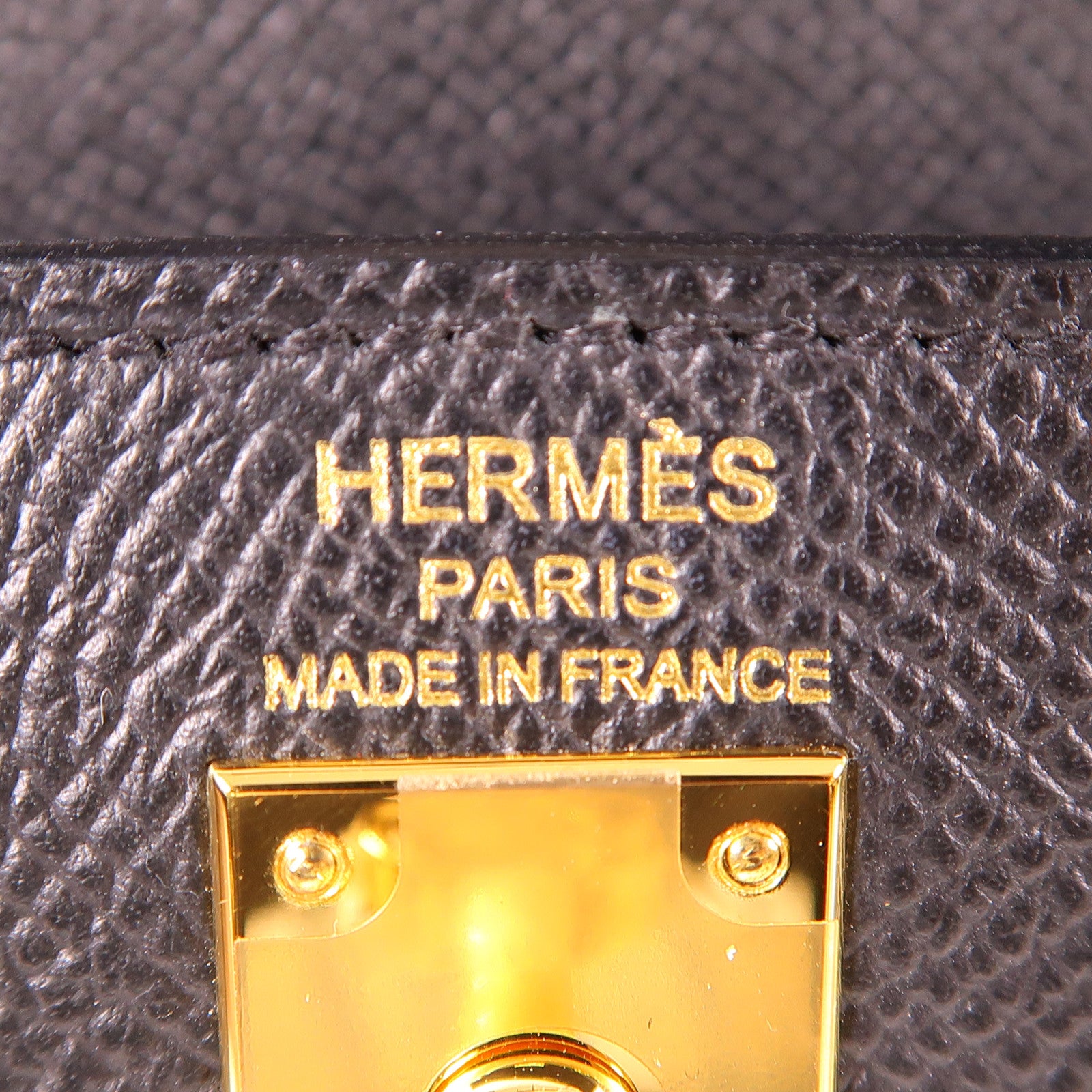 HERMES Epsom皮革Kelly 25金扣手挽肩背兩用袋Noir
