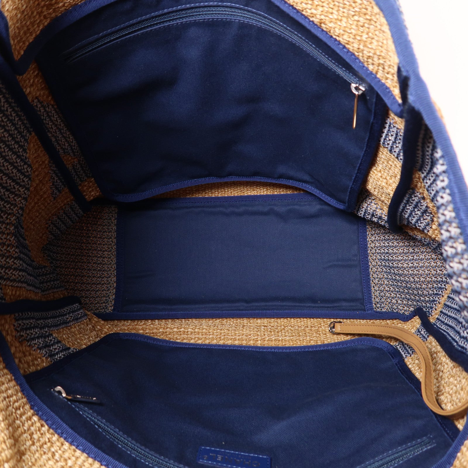 CHANEL 織物Tote Bag銀扣手挽肩背兩用袋