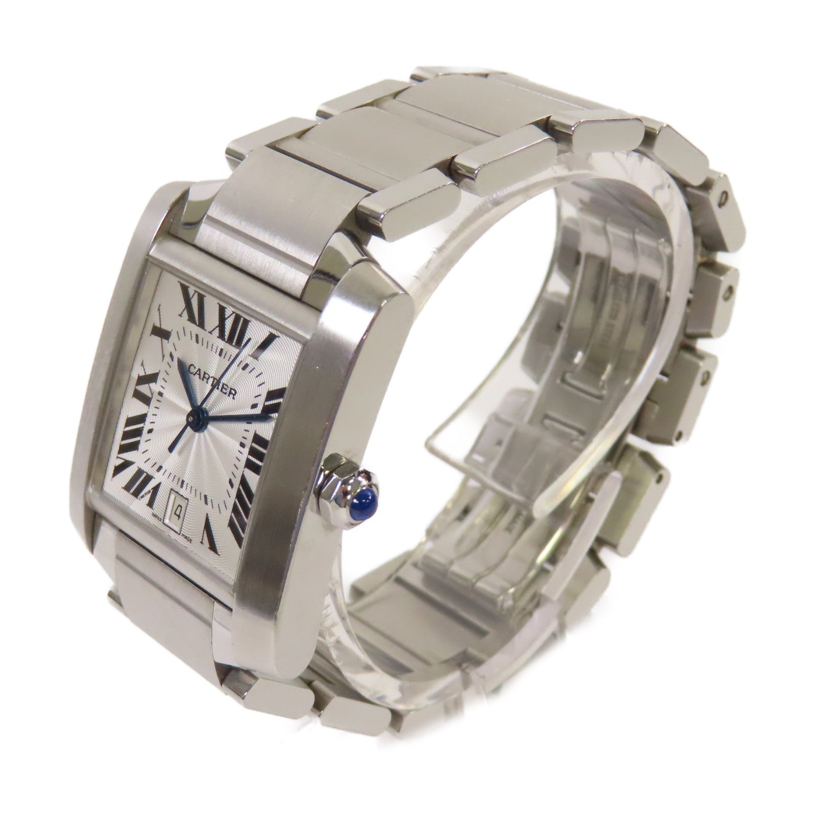 CARTIER Tank Francaise Watch不鏽鋼自動機芯手錶白色/銀色