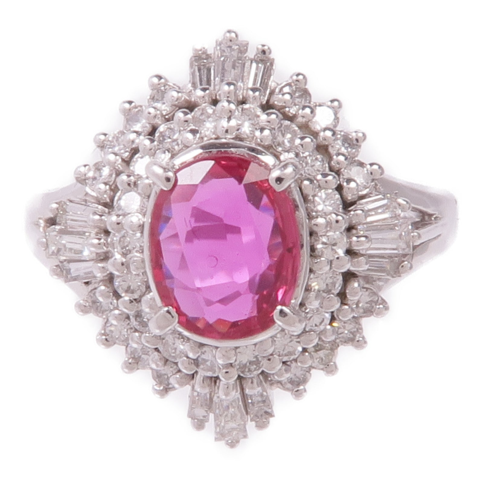 JEWELRY 【激減優惠】PT900鉑金Ruby Diamond Ring紅寶石/鑽石戒指US#6