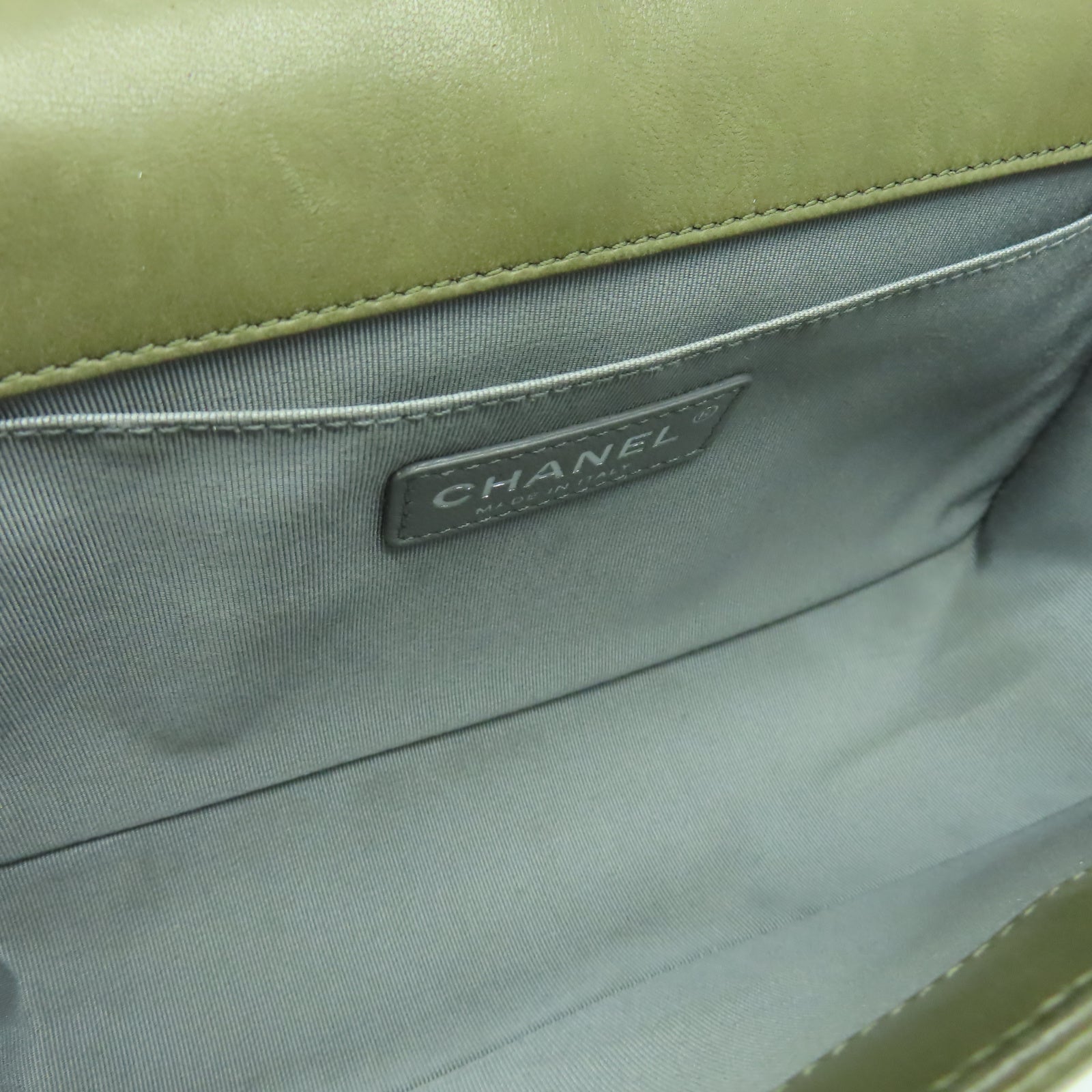 CHANEL 【清倉大減價】菱格羊皮皮革Boy 25銀扣鏈帶肩背袋棕色