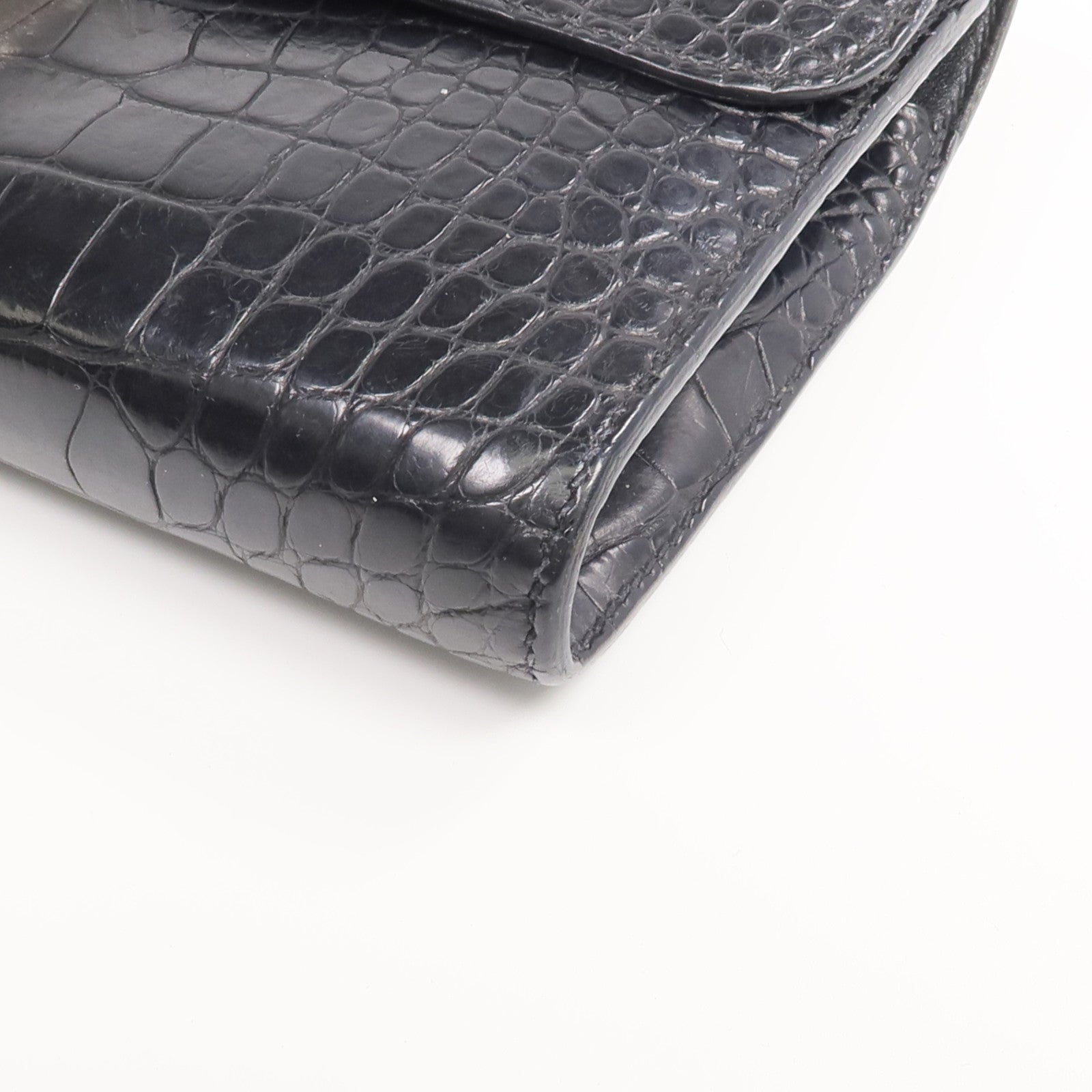 HERMES 【激減優惠】Alligator皮革Constance Long Wallet銀扣長錢包Noir